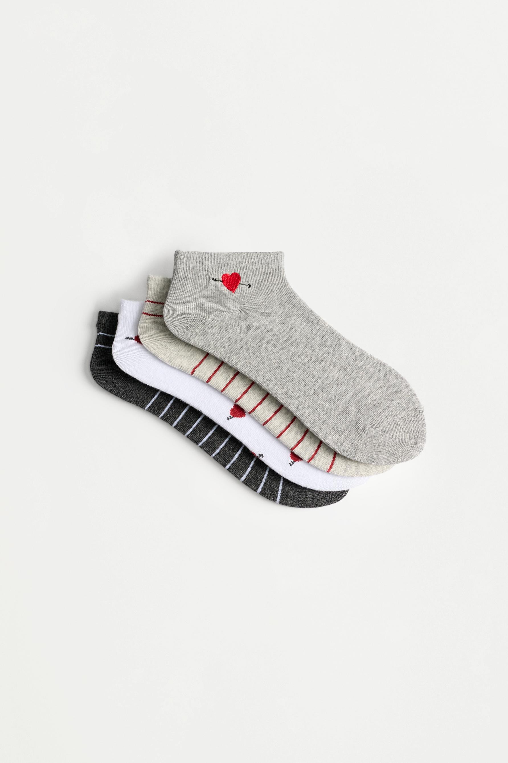 4-Pack of Contrast Ankle Socks — GREY MARL