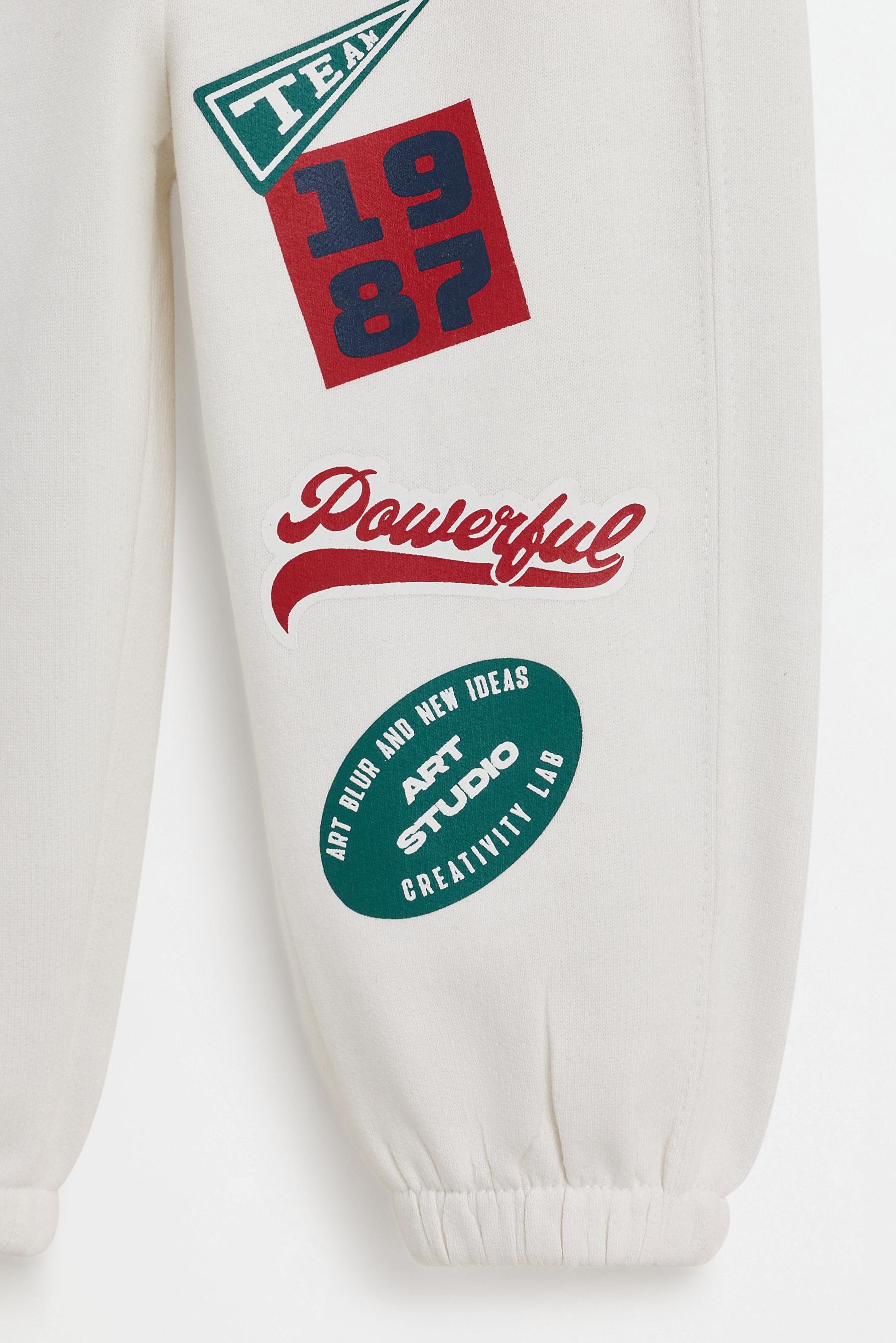 Pack of 2 printed relaxed joggers — OFF WHITE
