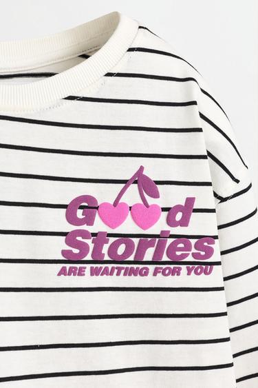 Striped T-shirt with textured text — OFF WHITE 5