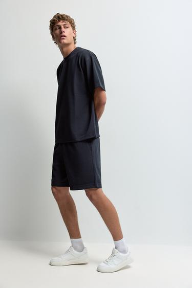 Textured tracksuit Bermuda shorts — DARK NAVY 5