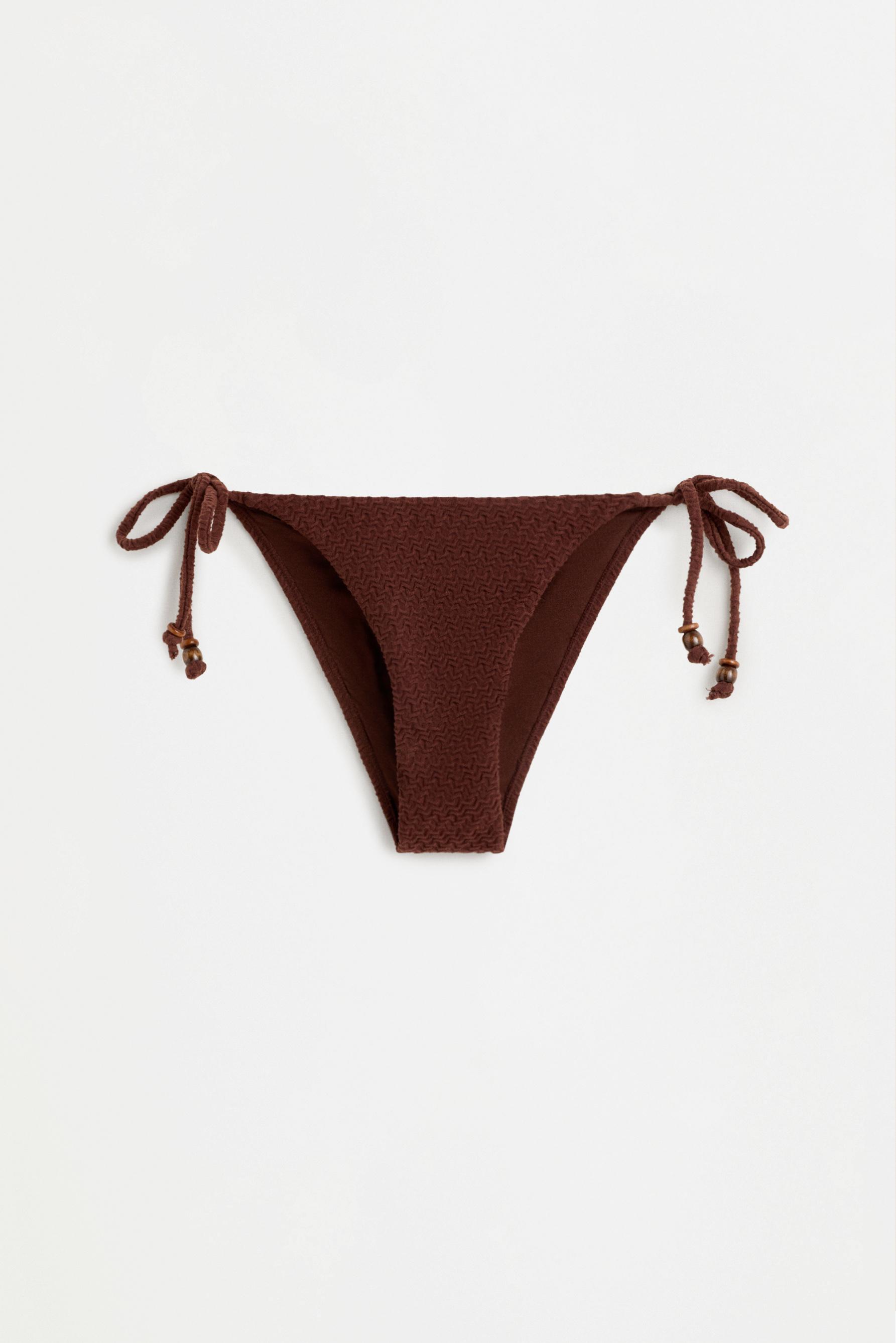 Textured bikini bottom — BROWN