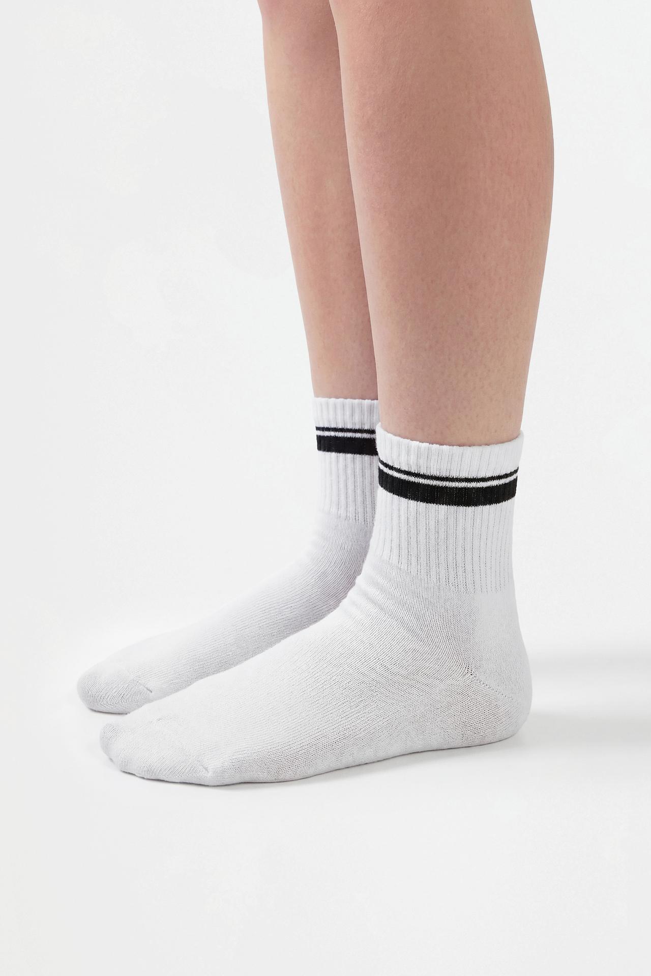 Striped ankle socks (5-pack) — WHITE/GREY