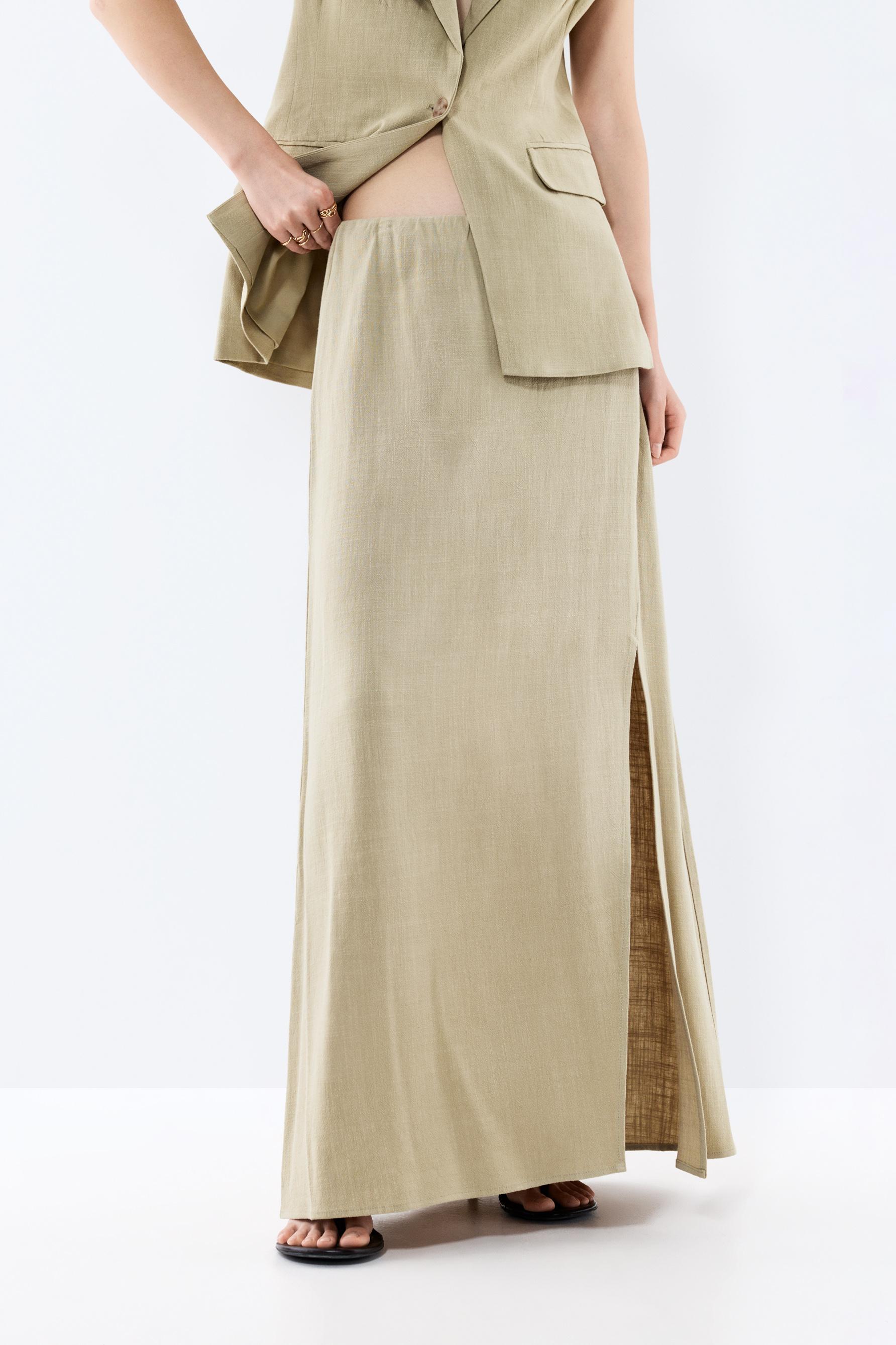 Rustic midi skirt — PALE KHAKI