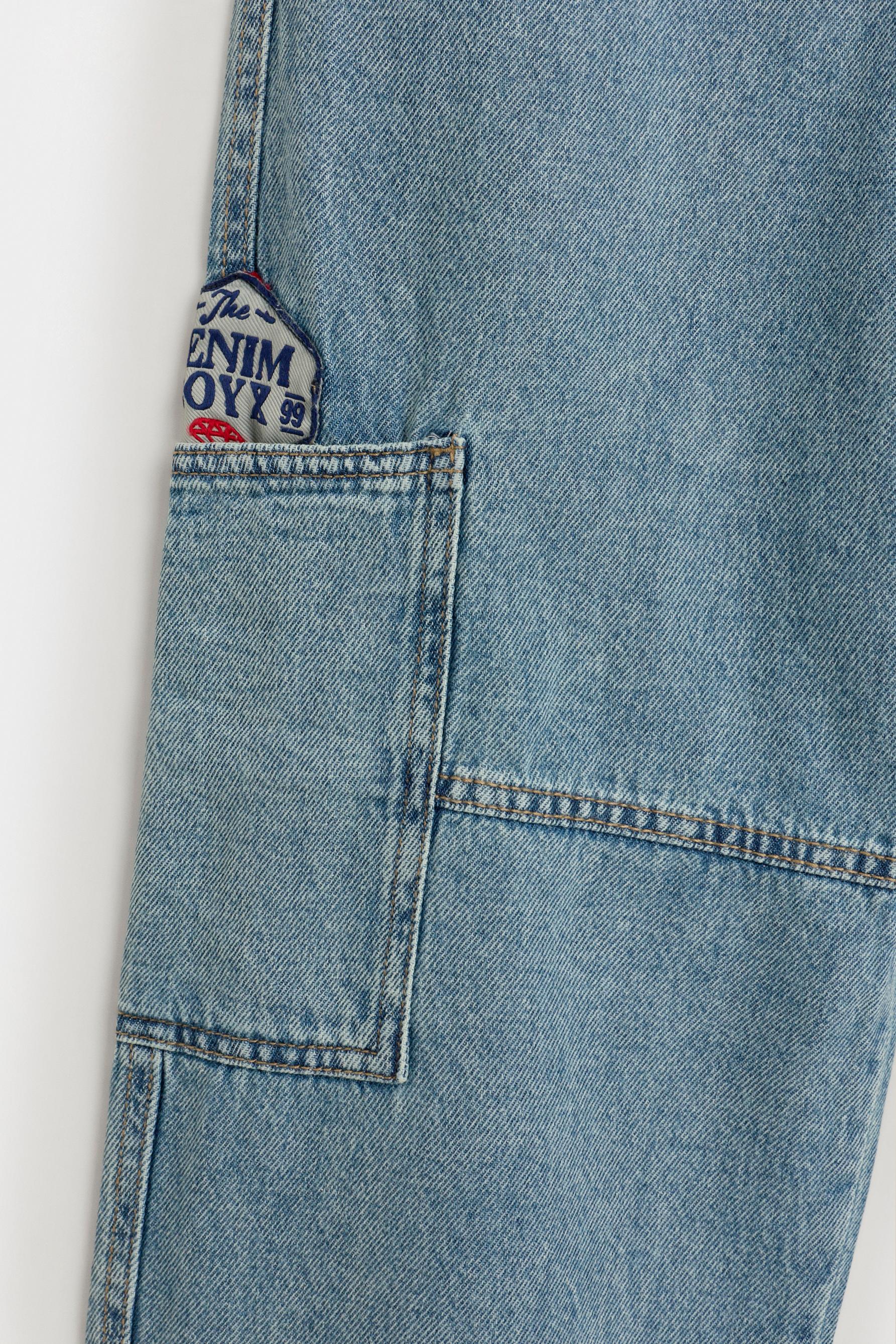 Wide-leg cargo jeans — MEDIUM BLUE