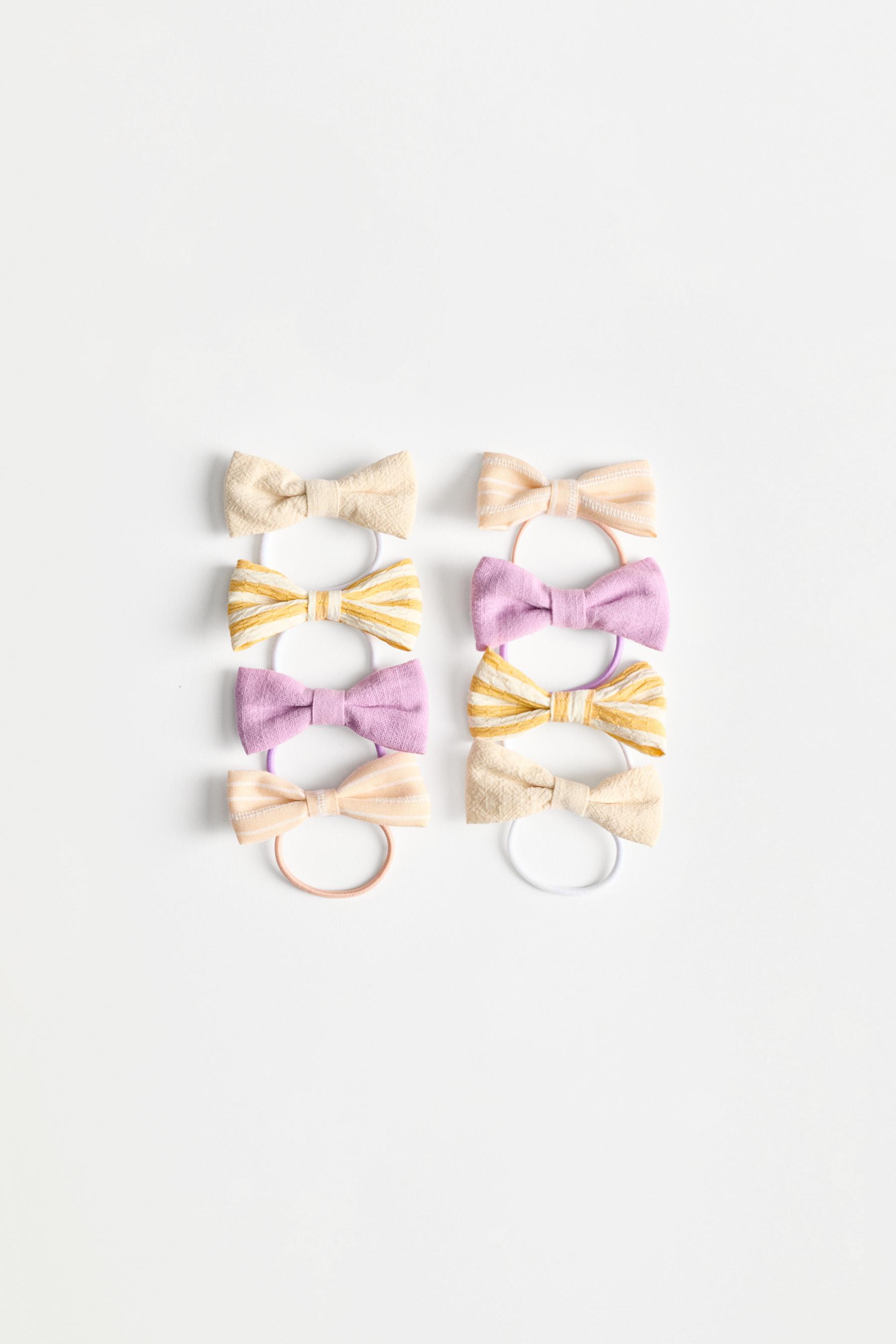 Rustic bow hair ties (8-pack) — BEIGE