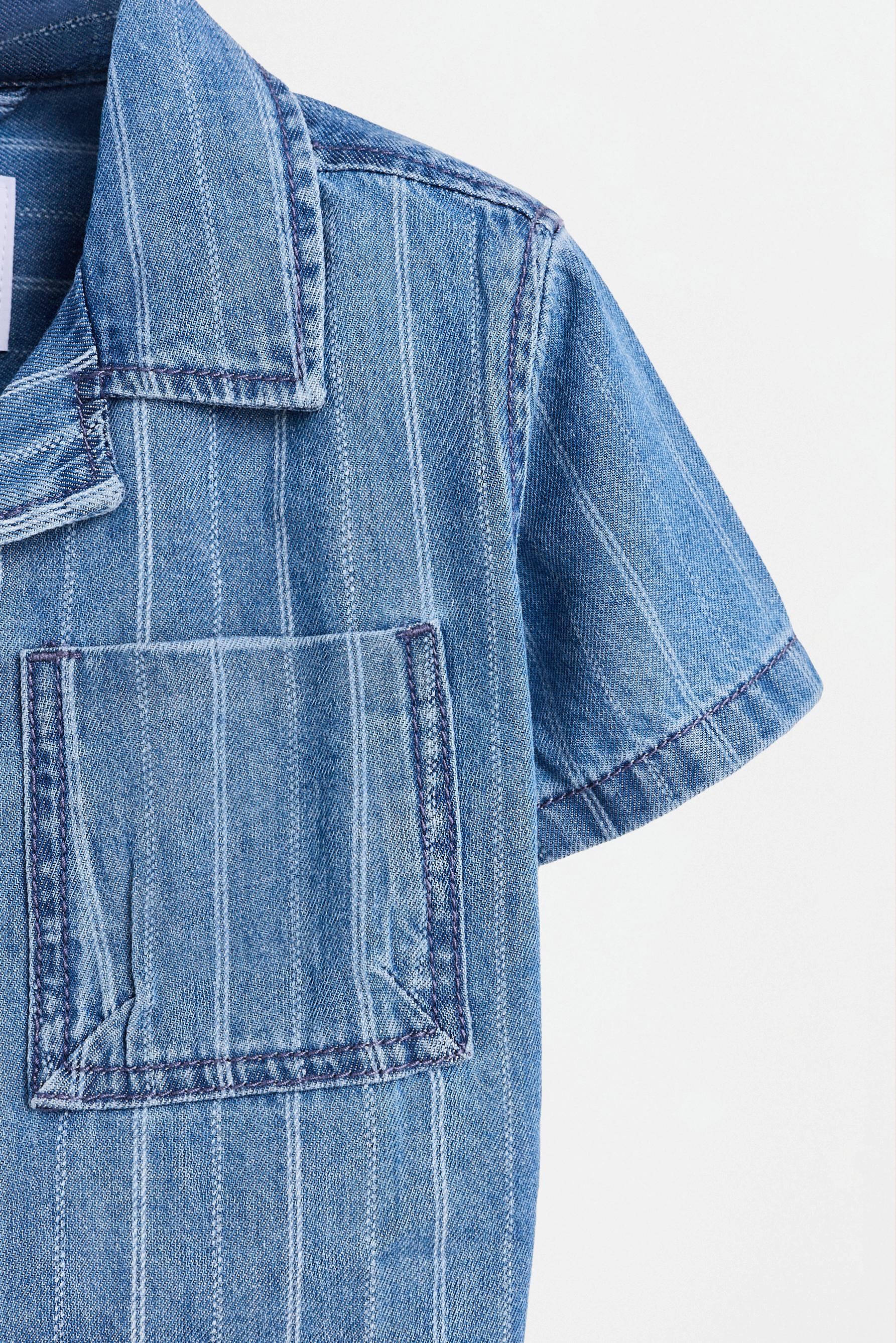 Striped denim resort shirt — BLUE