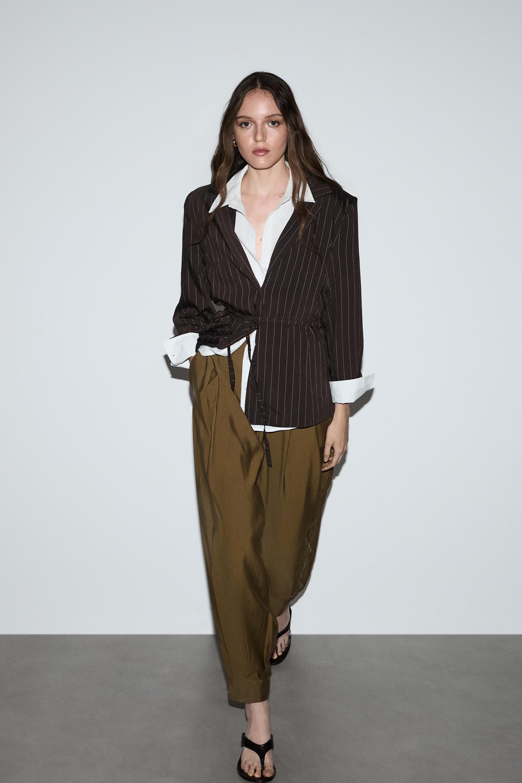 Pleated sarouel trousers — DARK KHAKI