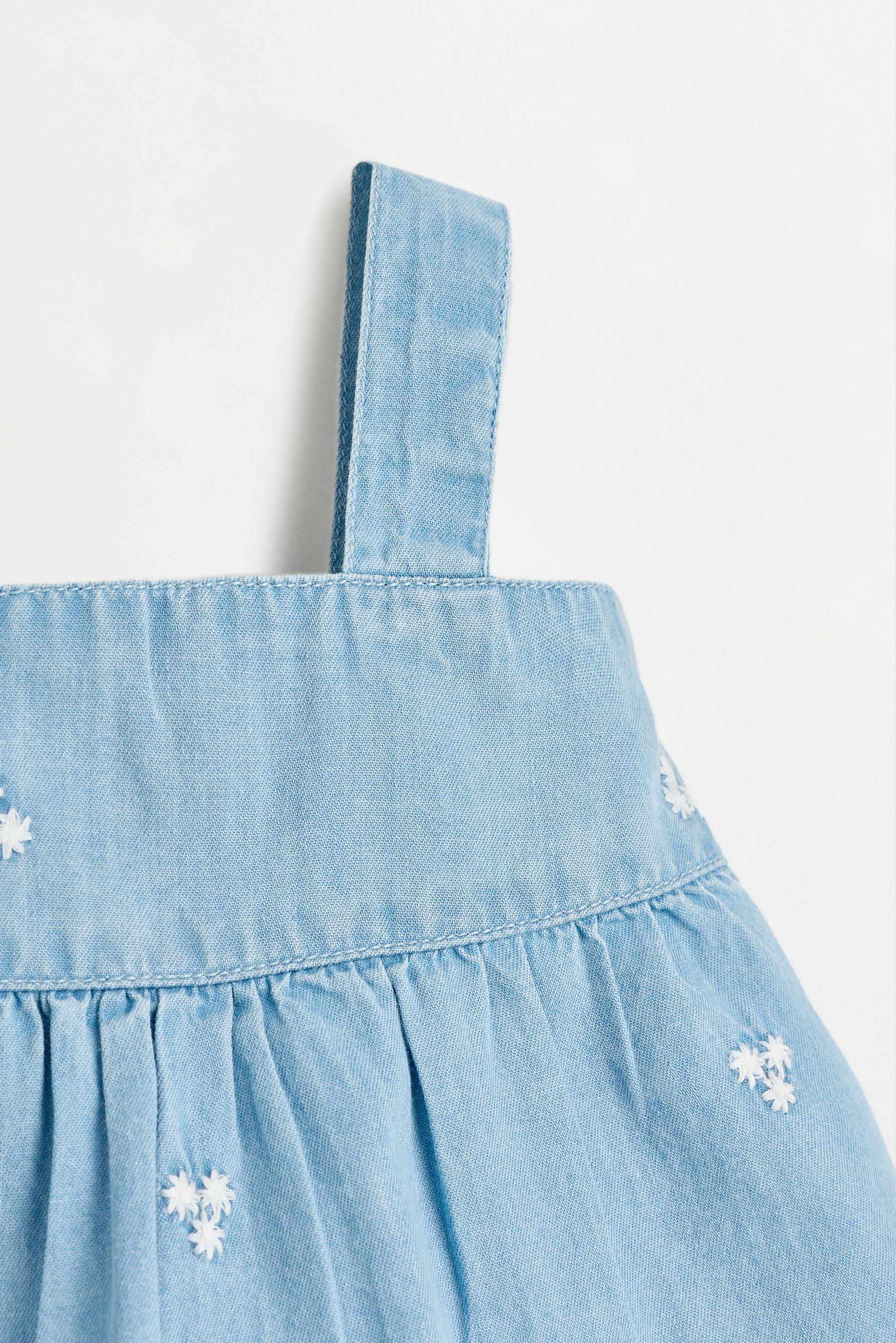 Embroidered denim top — PALE BLUE