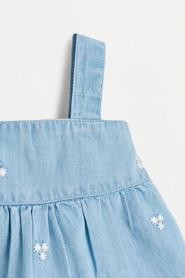 Embroidered denim top — PALE BLUE 3