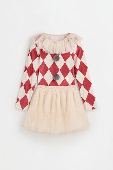 Tulle and suede clown costume — WHITE/RED 4