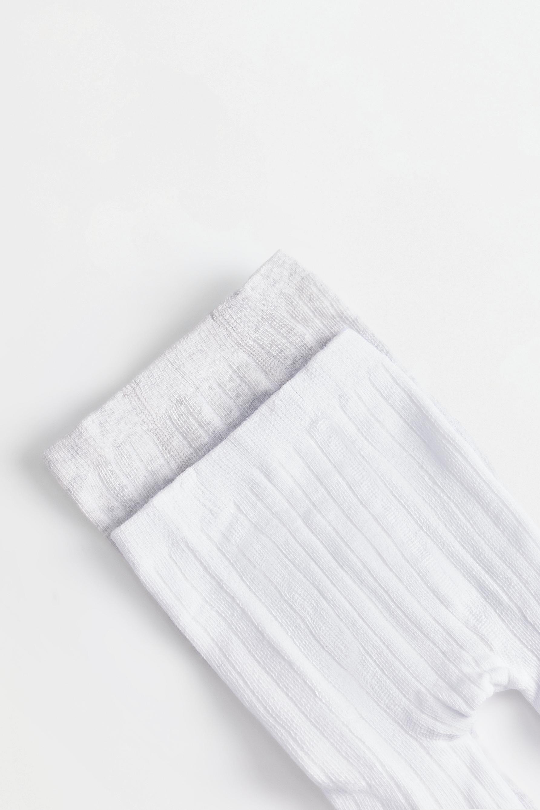 Ribbed Tights (2-Pack) — WHITE/GREY