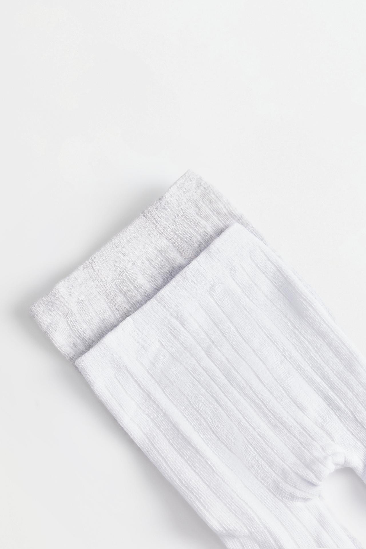 Ribbed Tights (2-Pack) — WHITE/GREY