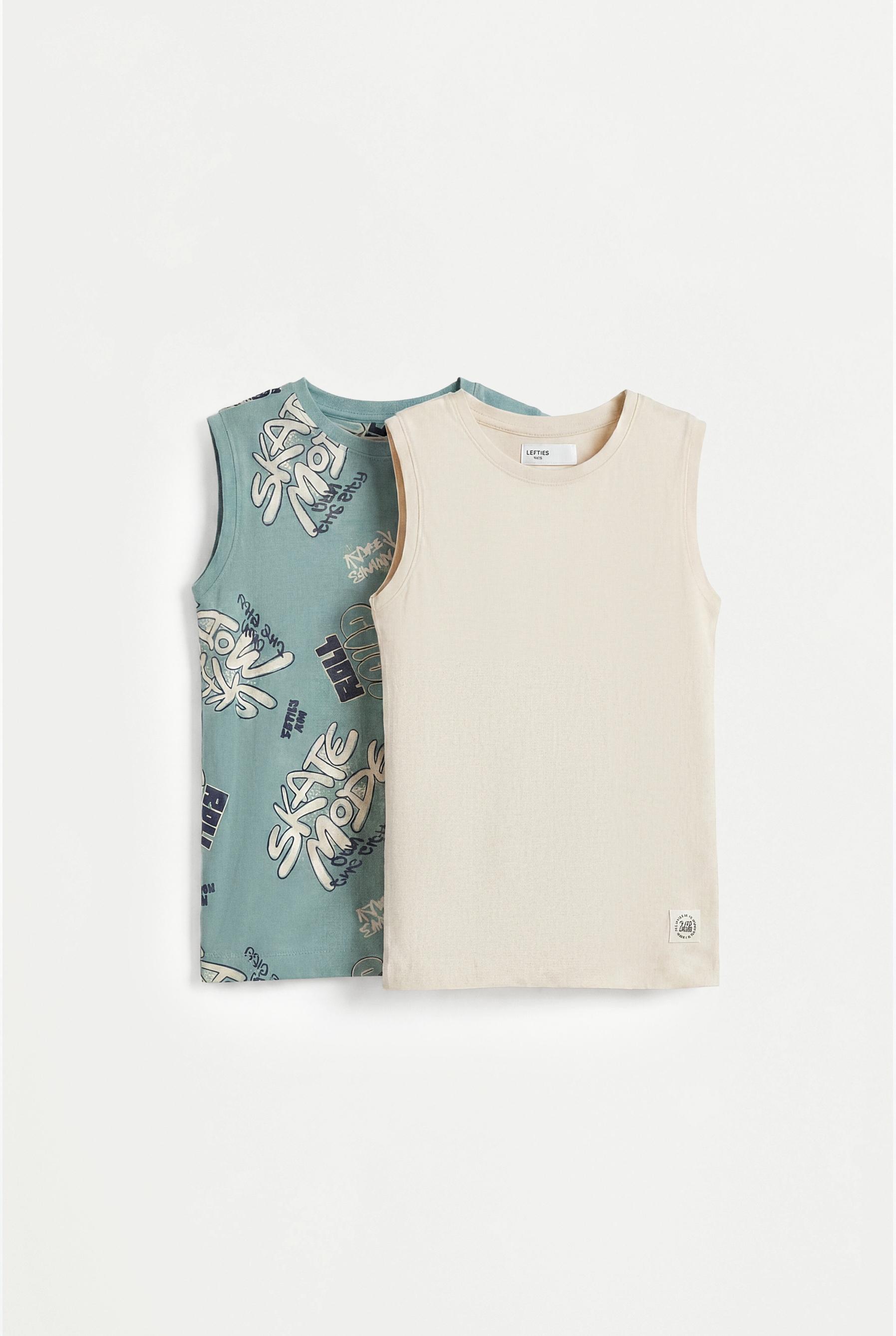 Pack of 2 assorted sleeveless T-shirts — ECRU