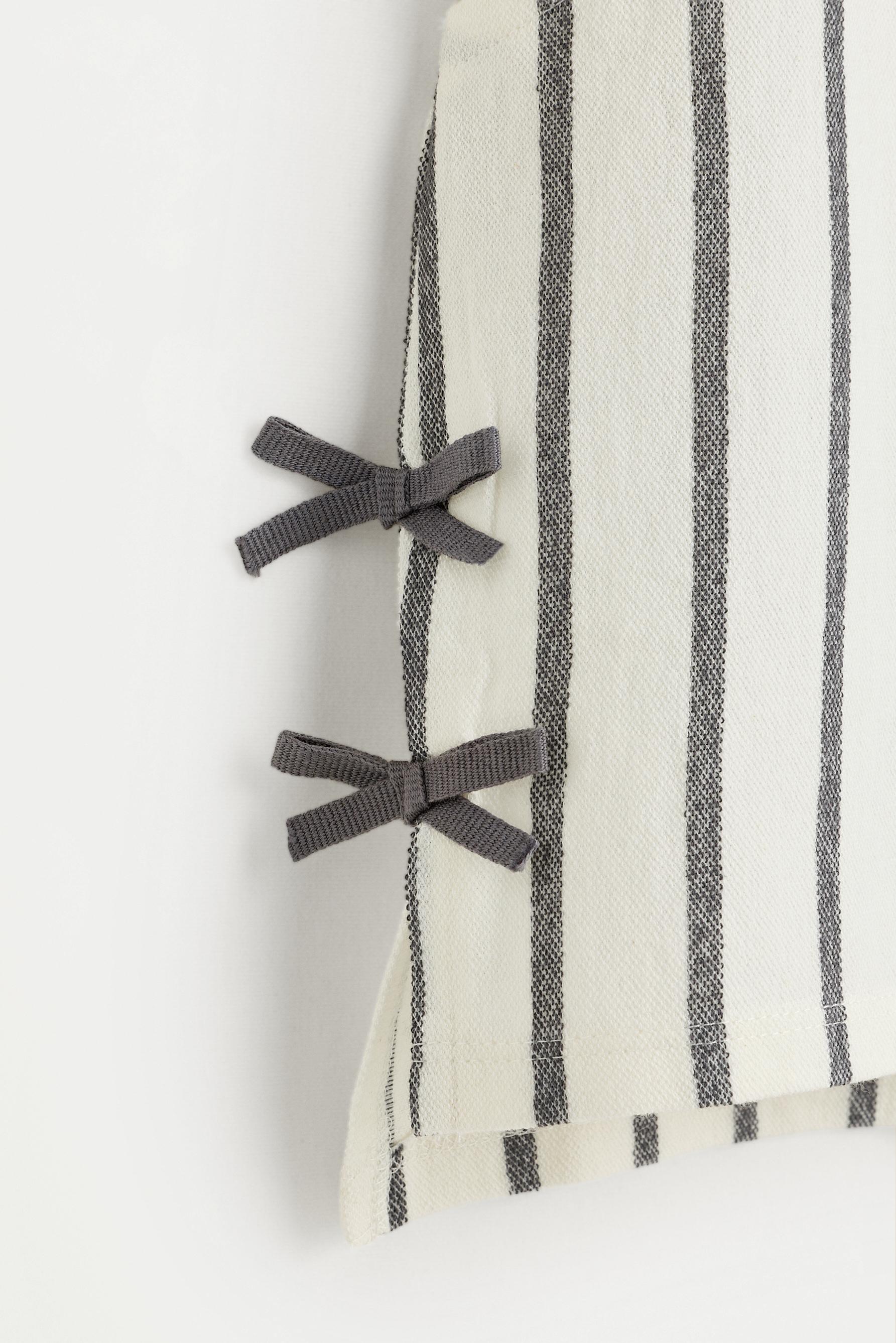 Striped top with ties — ECRU/BLACK