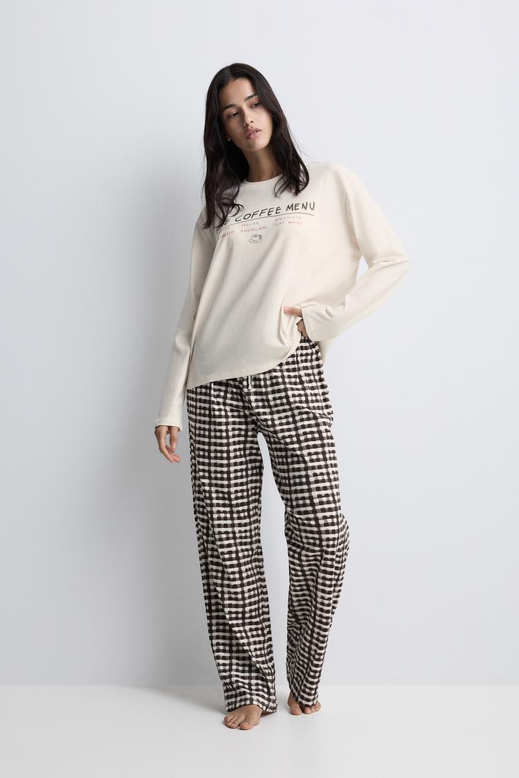 Long printed pyjamas — WHITE/WHITE