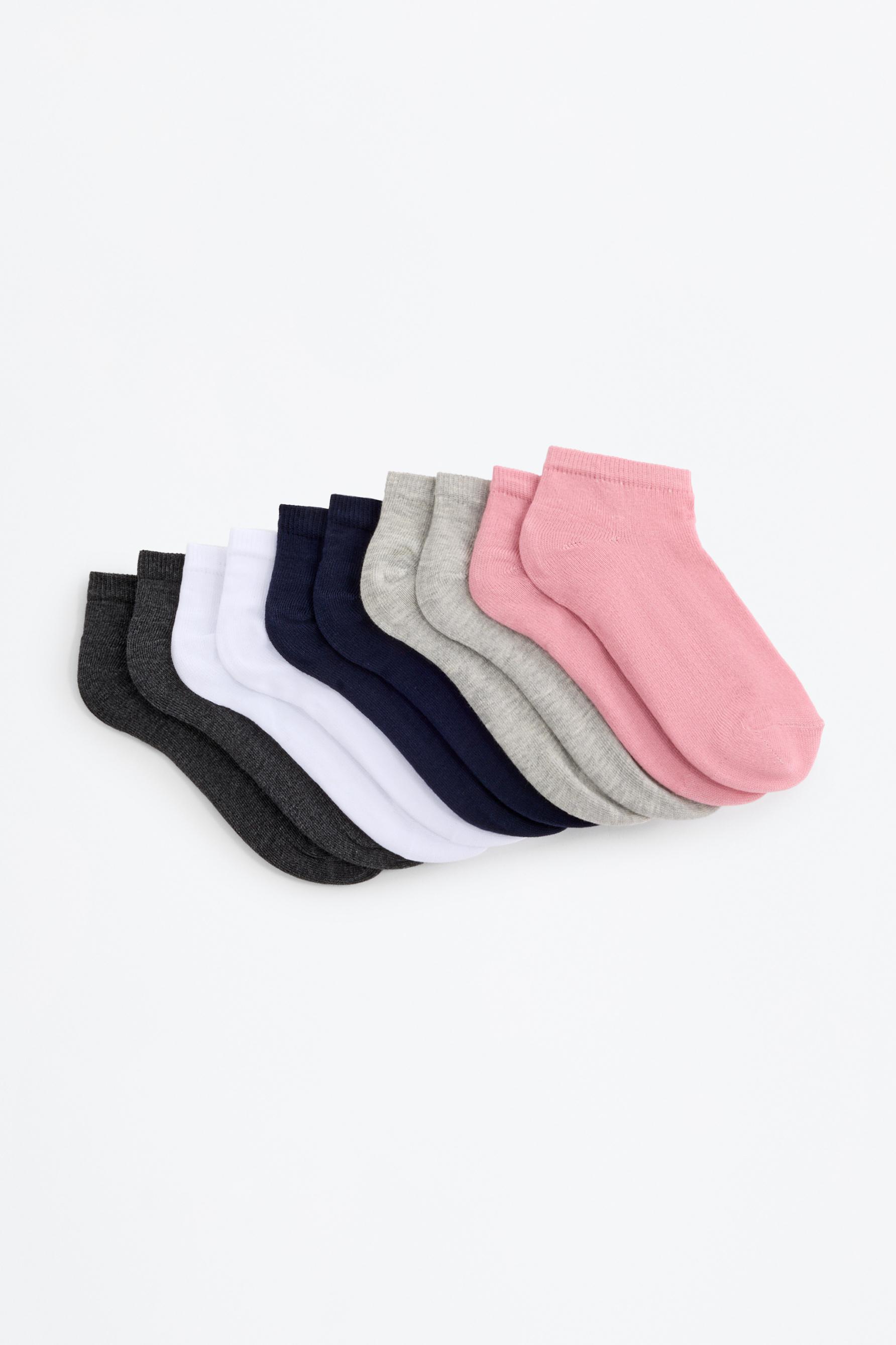 Plain ankle socks (Pack 10) — PINK