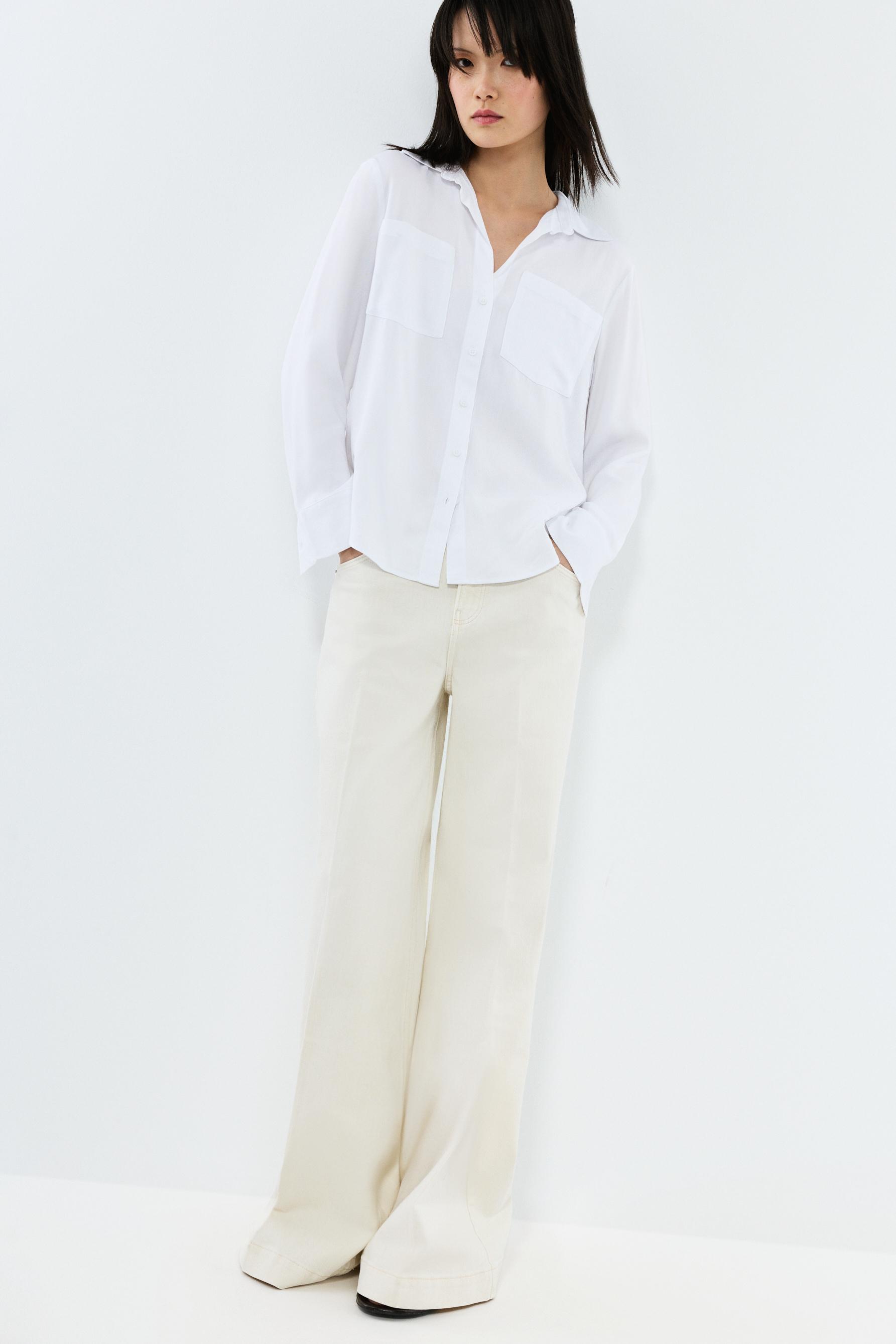 Basic henley shirt — WHITE