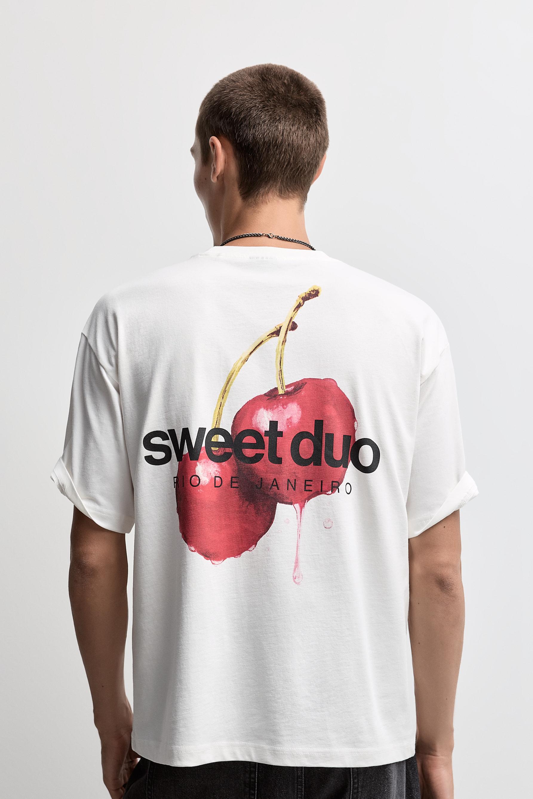Cherry print T-shirt — WHITE