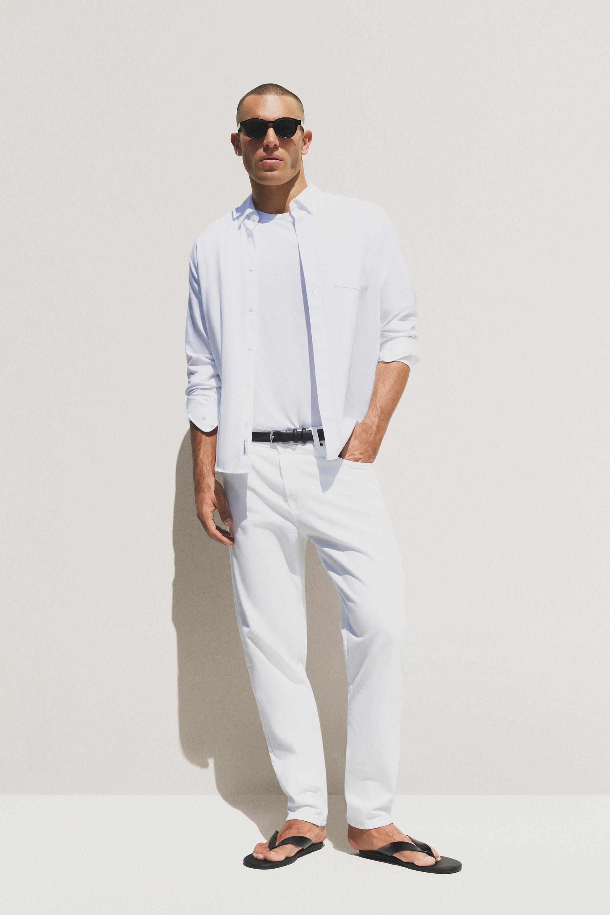 100% linen shirt — WHITE