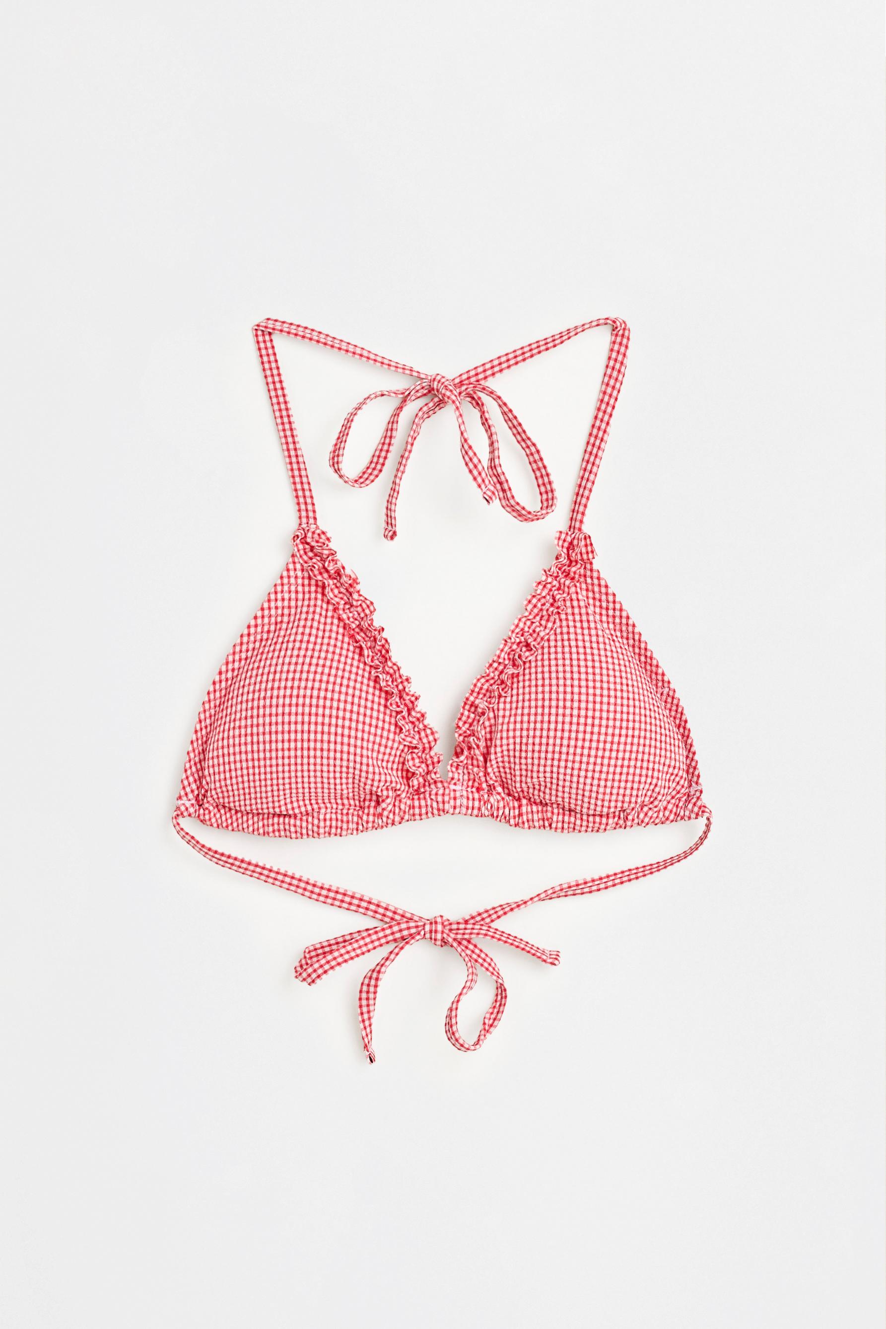 Gingham bikini top — RED