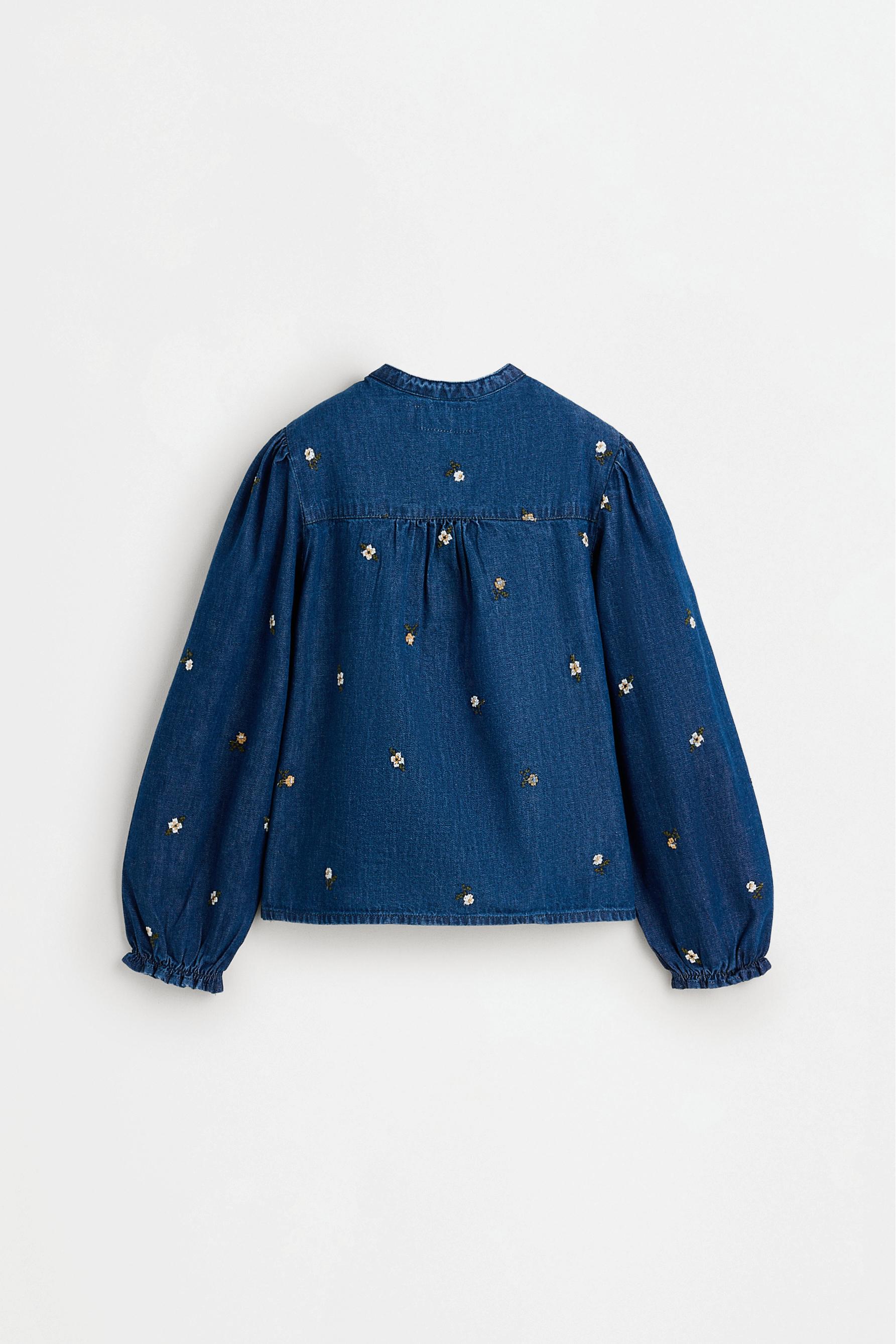Embroidered denim shirt — INDIGO