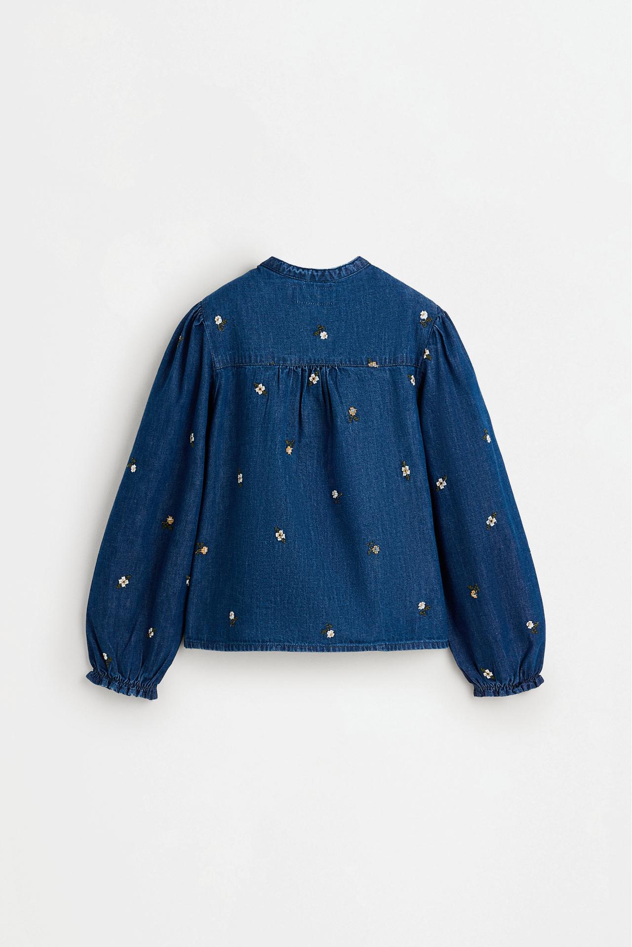 Embroidered denim shirt — INDIGO