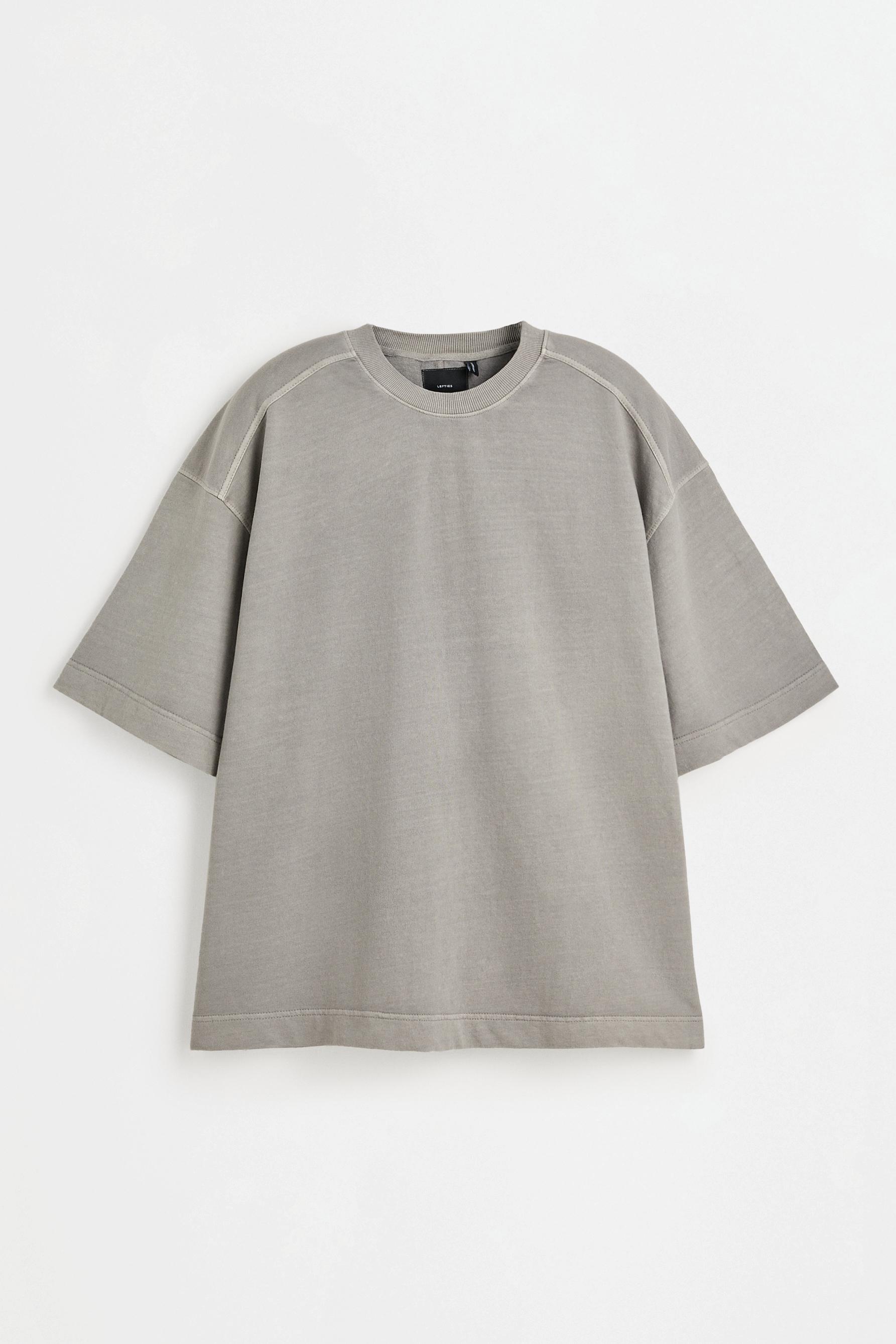 Faded-effect short sleeve sweatshirt — MEDIUM GREY