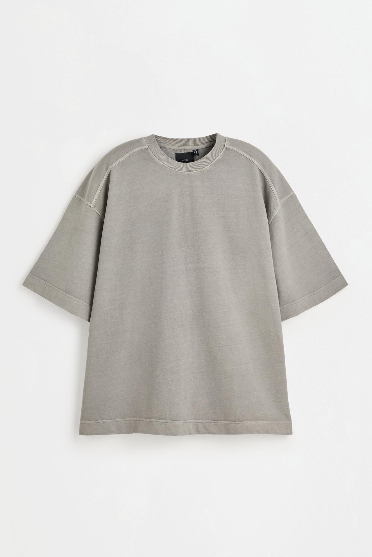 Faded-effect short sleeve sweatshirt — MEDIUM GREY