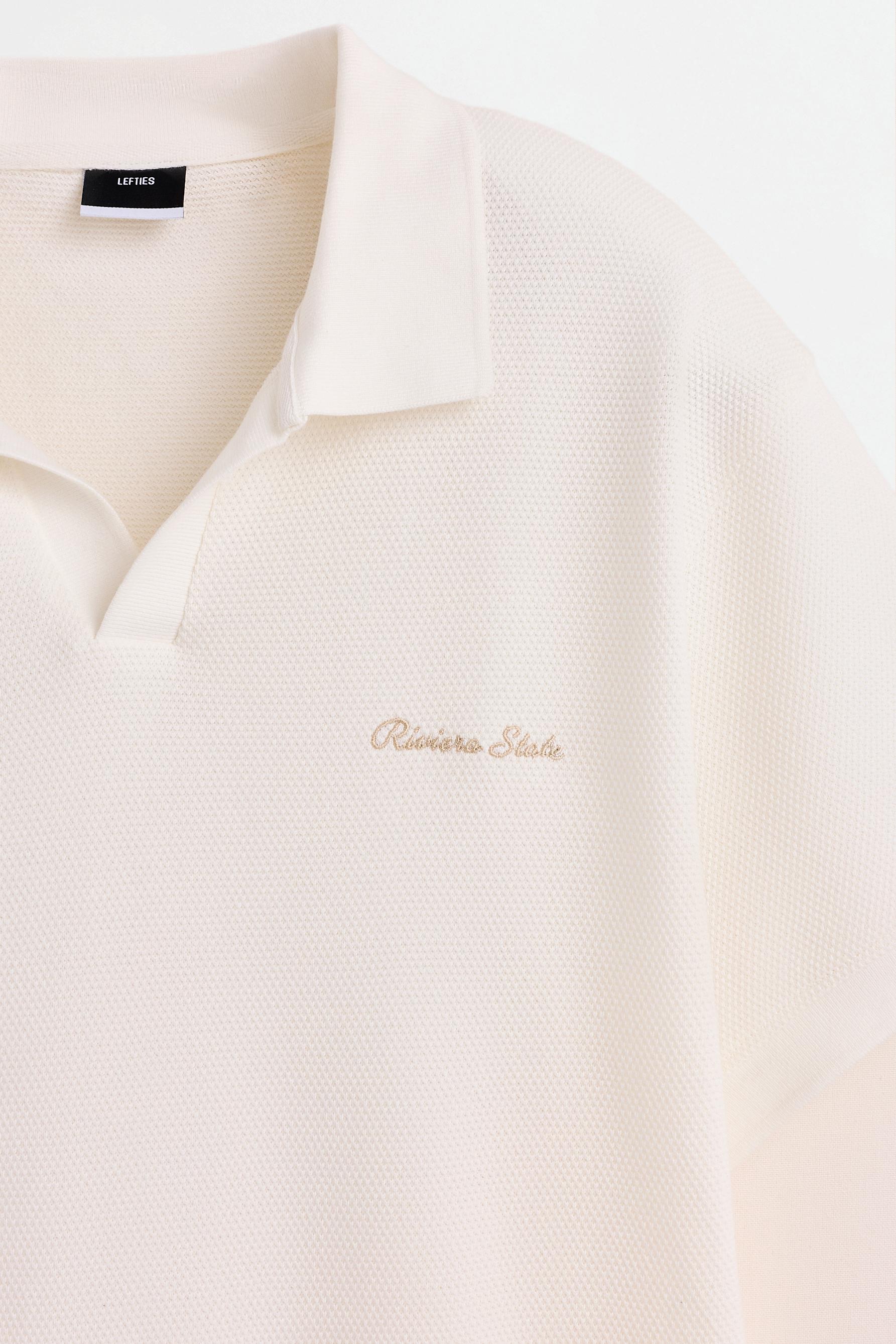 Textured embroidered polo shirt — OFF WHITE