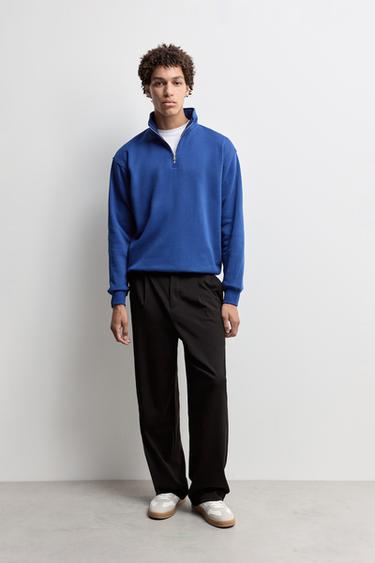 High-neck zip-up sweatshirt — COBALT GREY 2