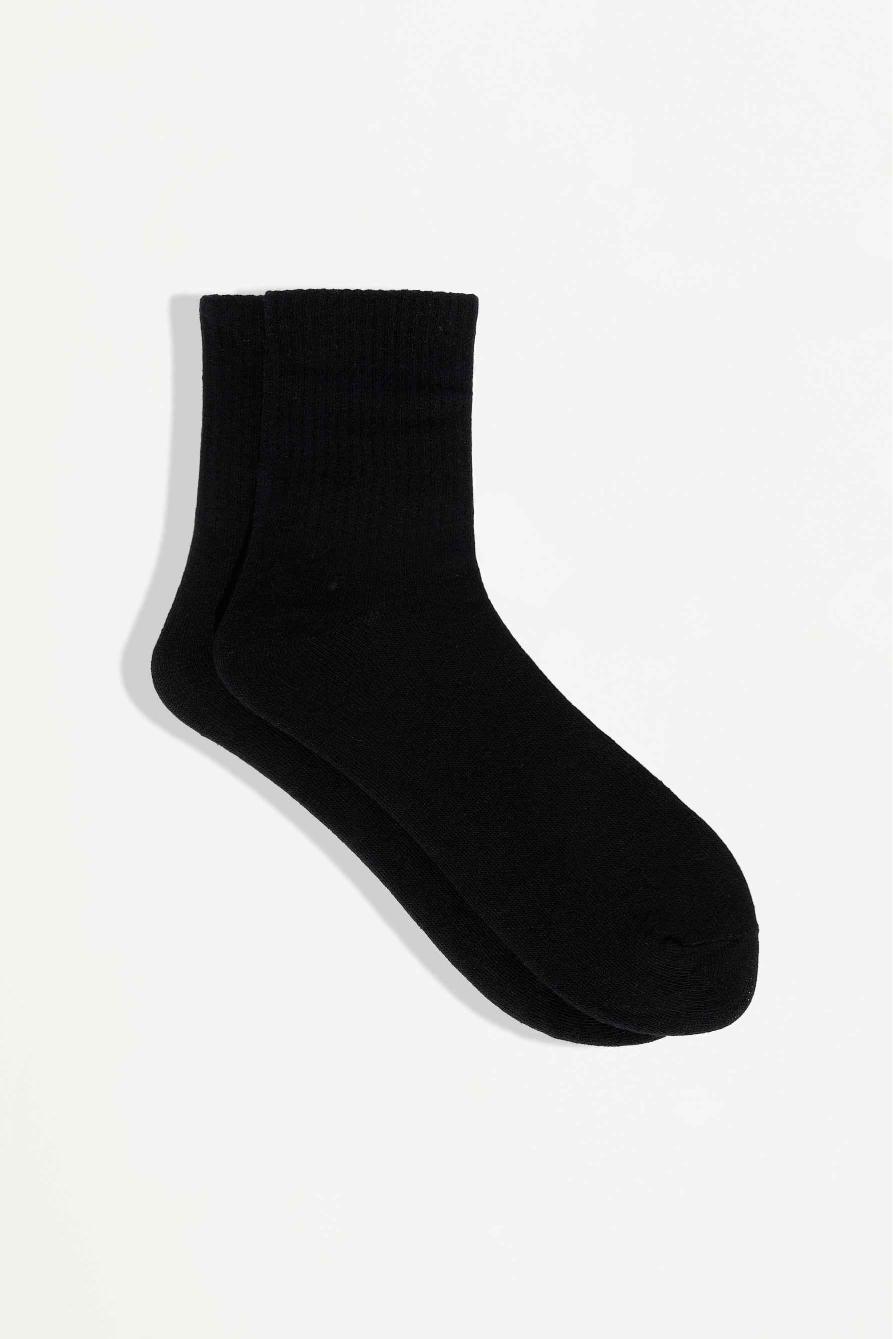 Ribbed short socks (7-pack) — BLACK