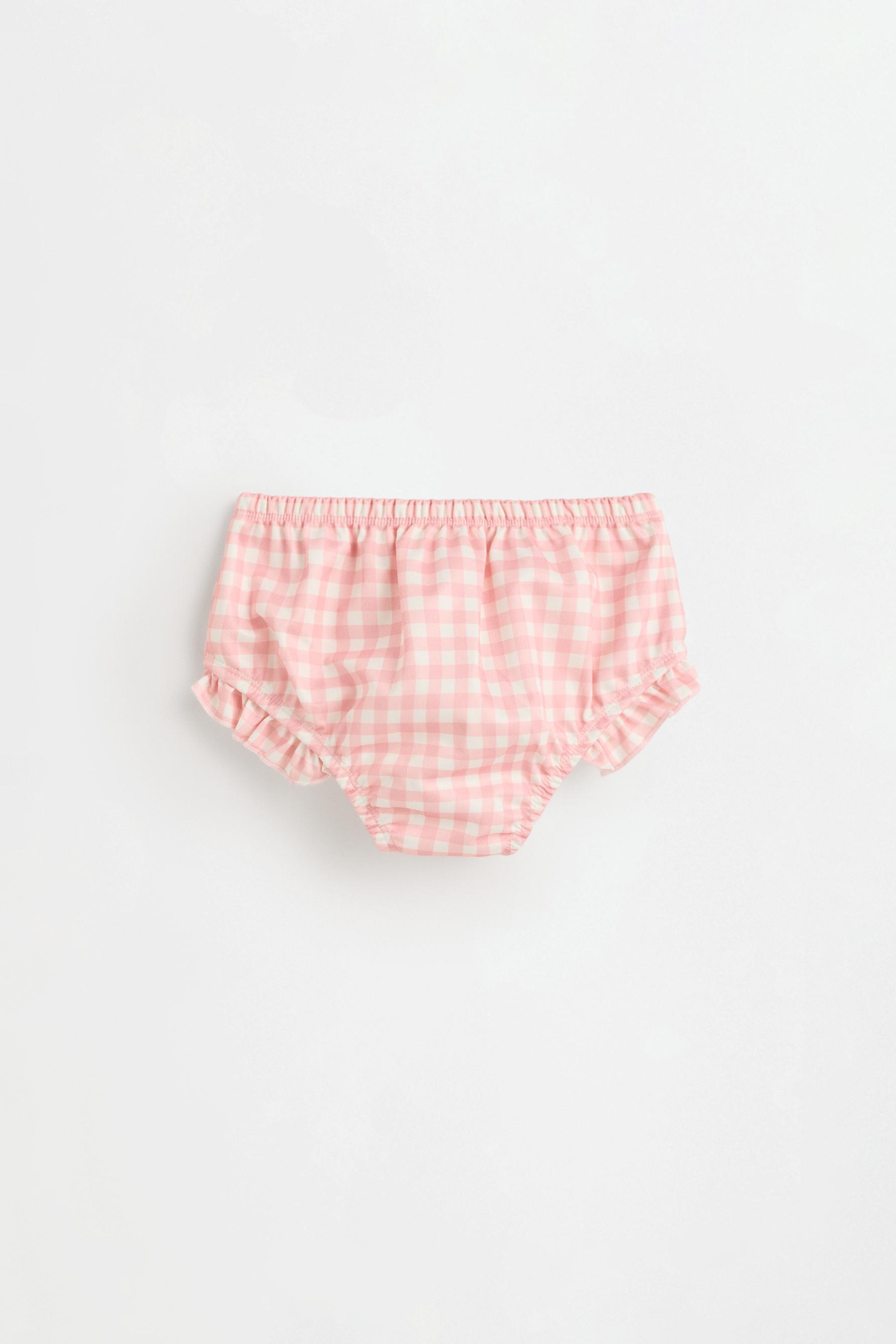 Gingham print swim diaper briefs — PINK/WHITE