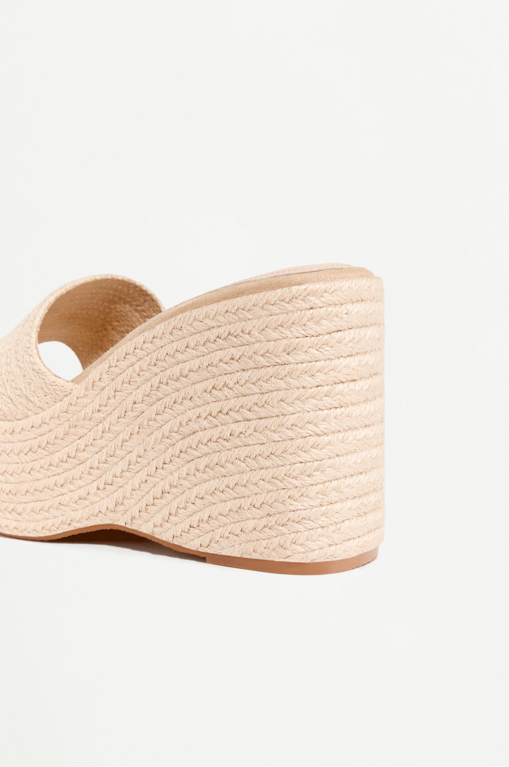 Women's raffia wedge sandals — BEIGE