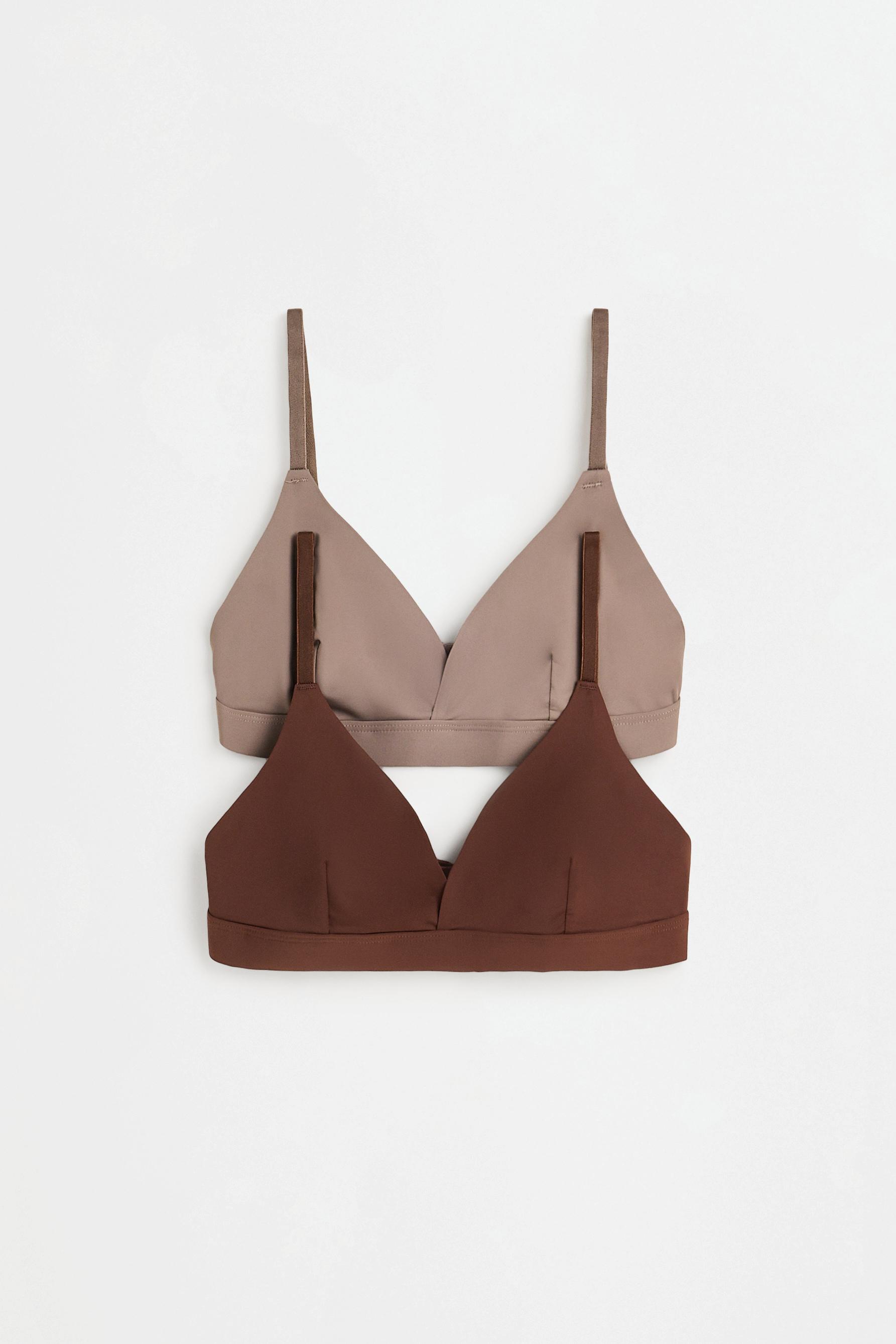Microfibre triangle top bra pack — CHOCOLATE