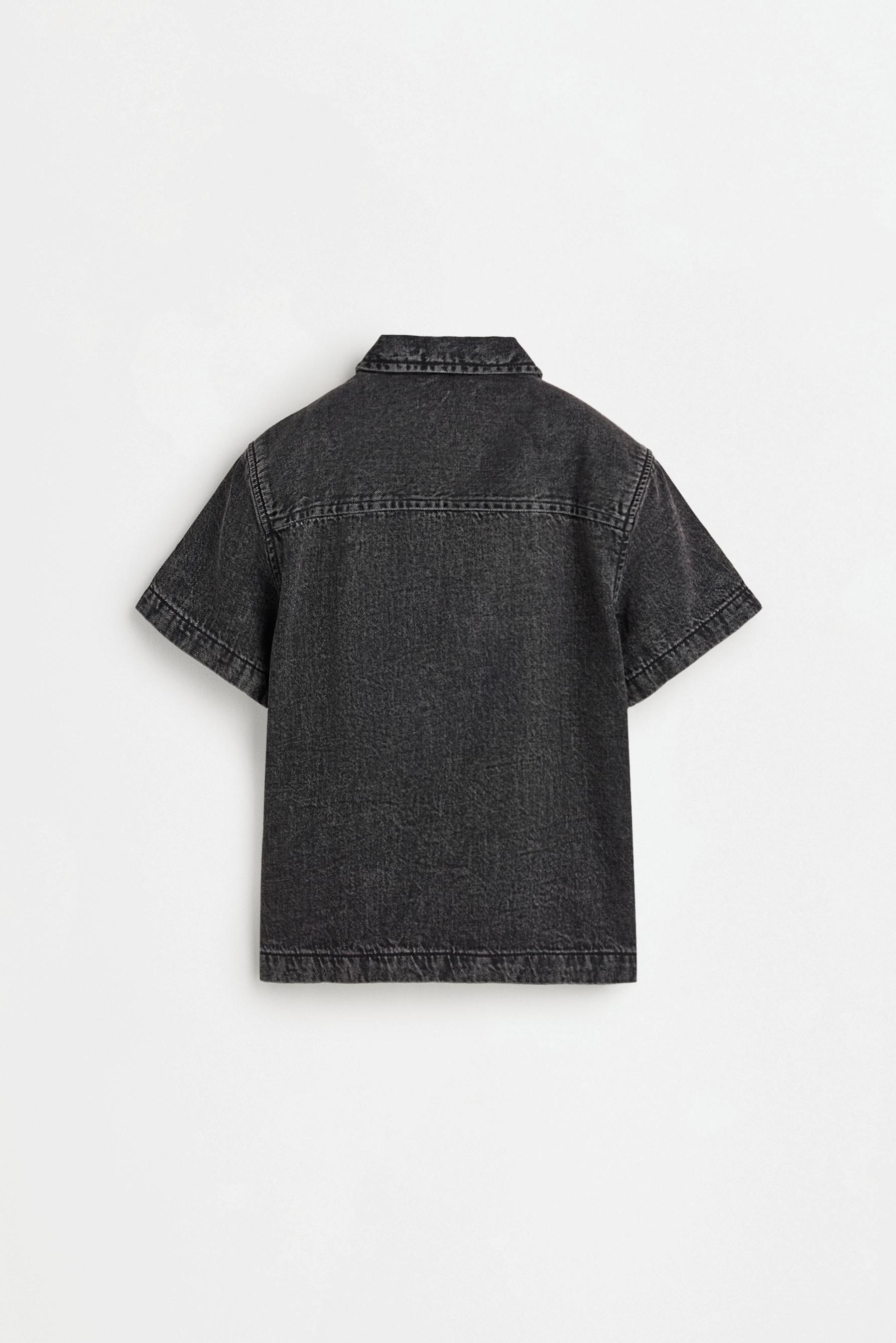 Short sleeve denim shirt — BLACK