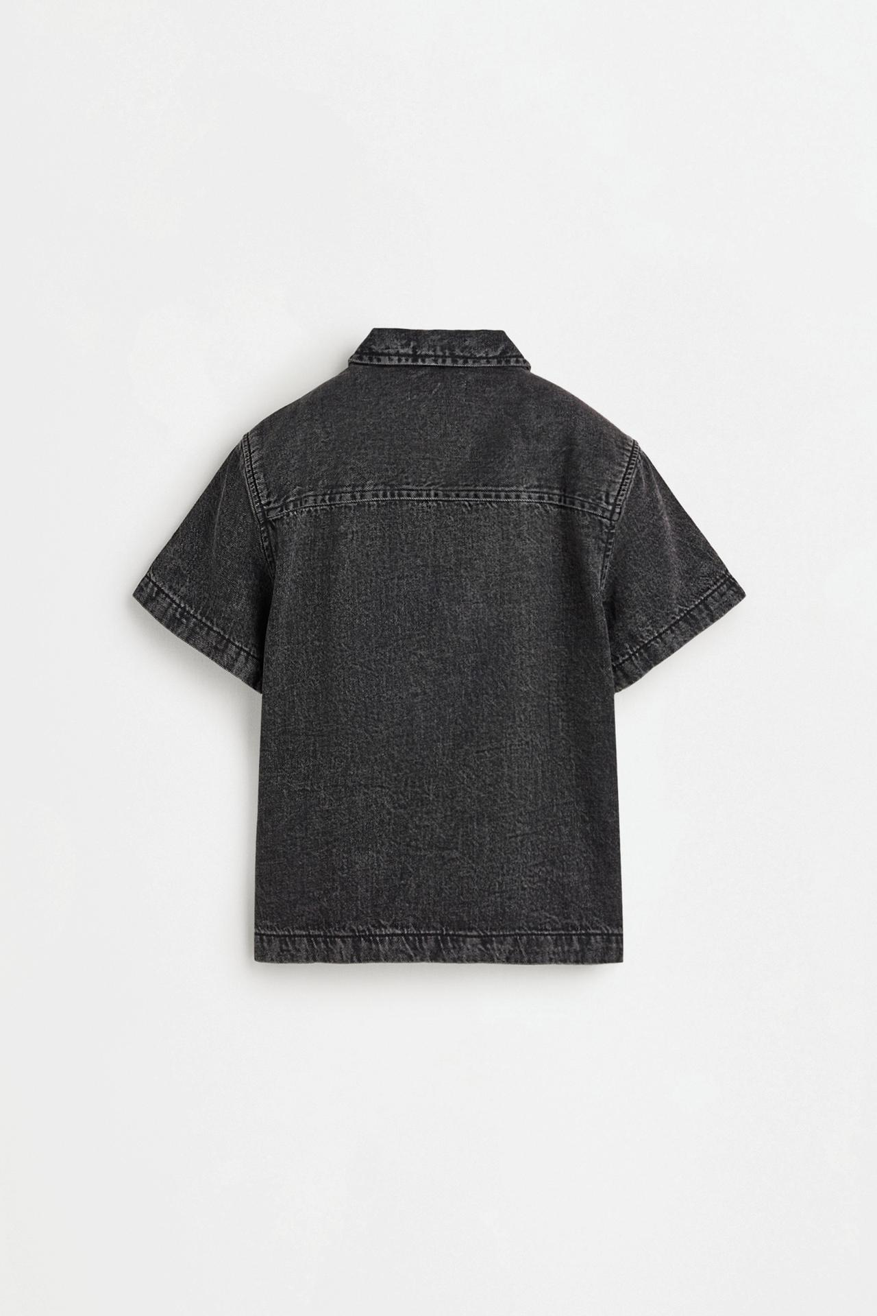 Short sleeve denim shirt — BLACK