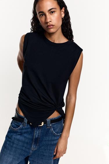 Knotted T-shirt — BLACK 1