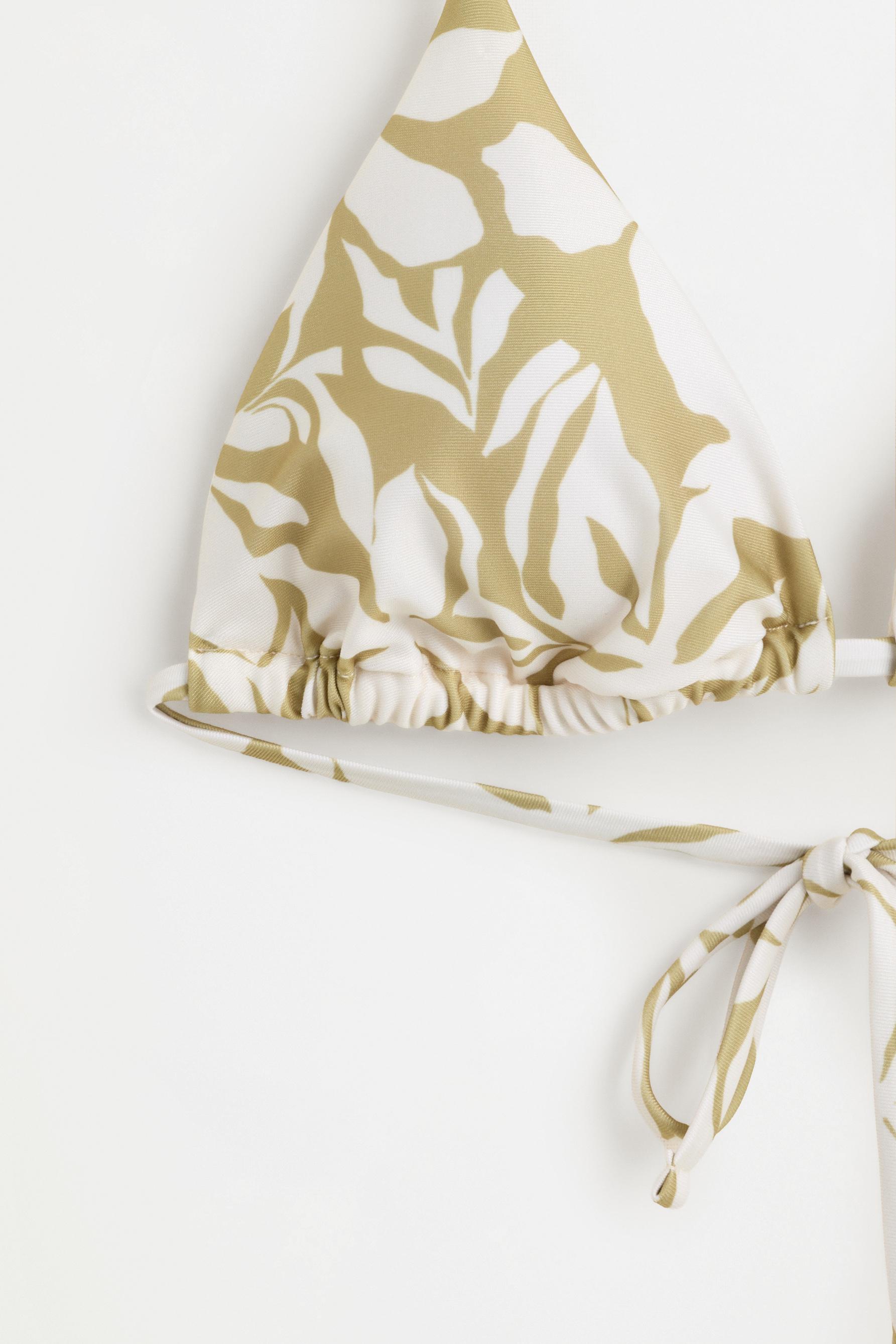 Triangle bikini top — ECRU/GREEN