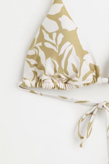 Triangle bikini top — ECRU/GREEN 7