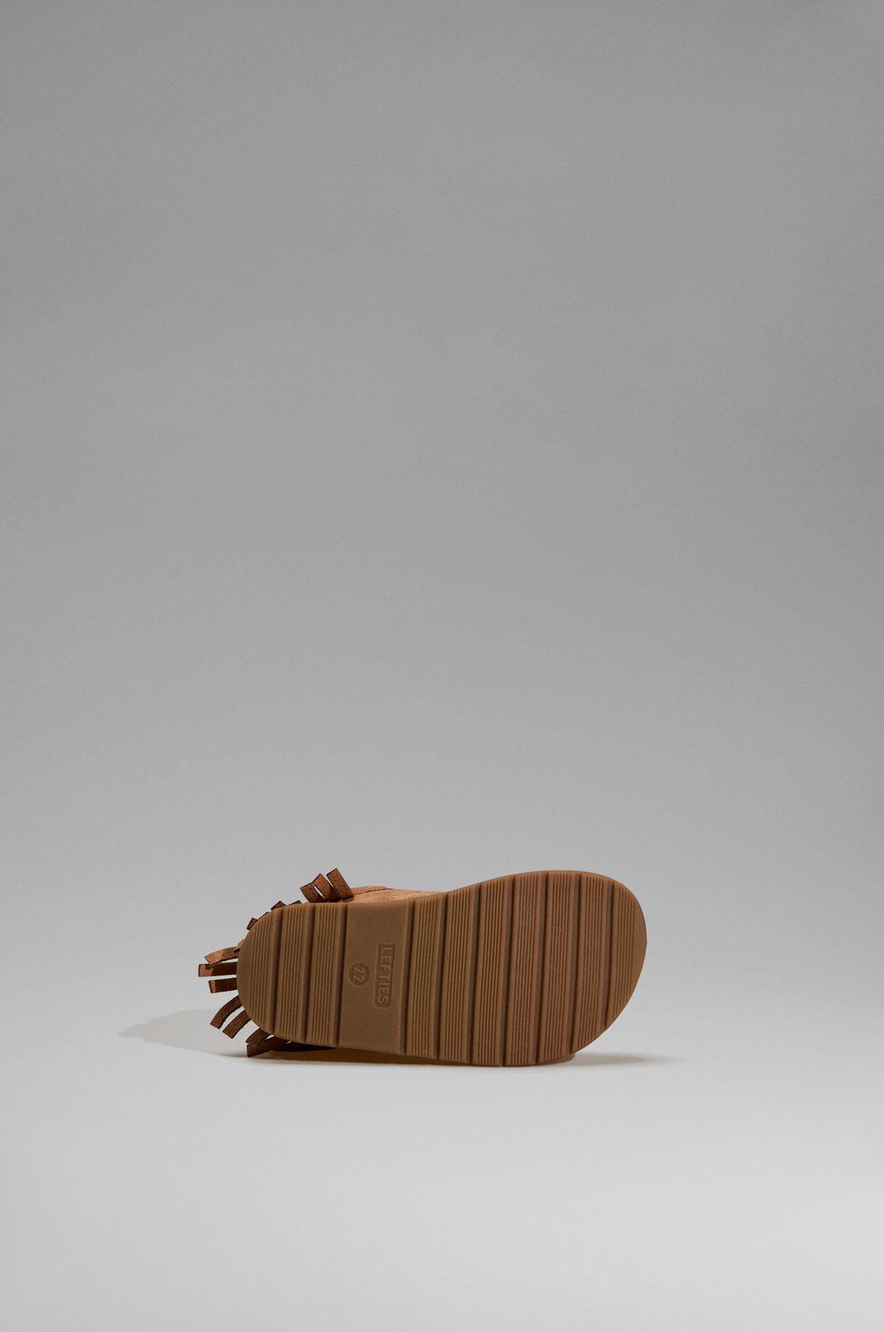 Barefoot faux-suede fringed bootie moccasins — BROWN