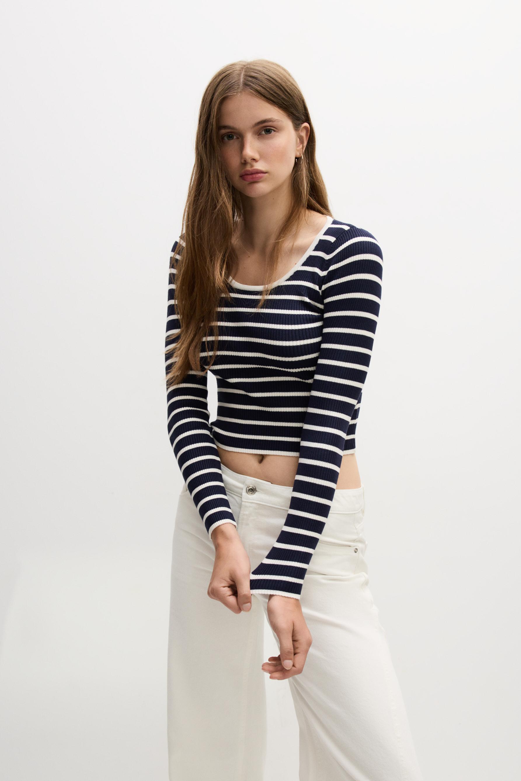Jersey punto canalé rayas
