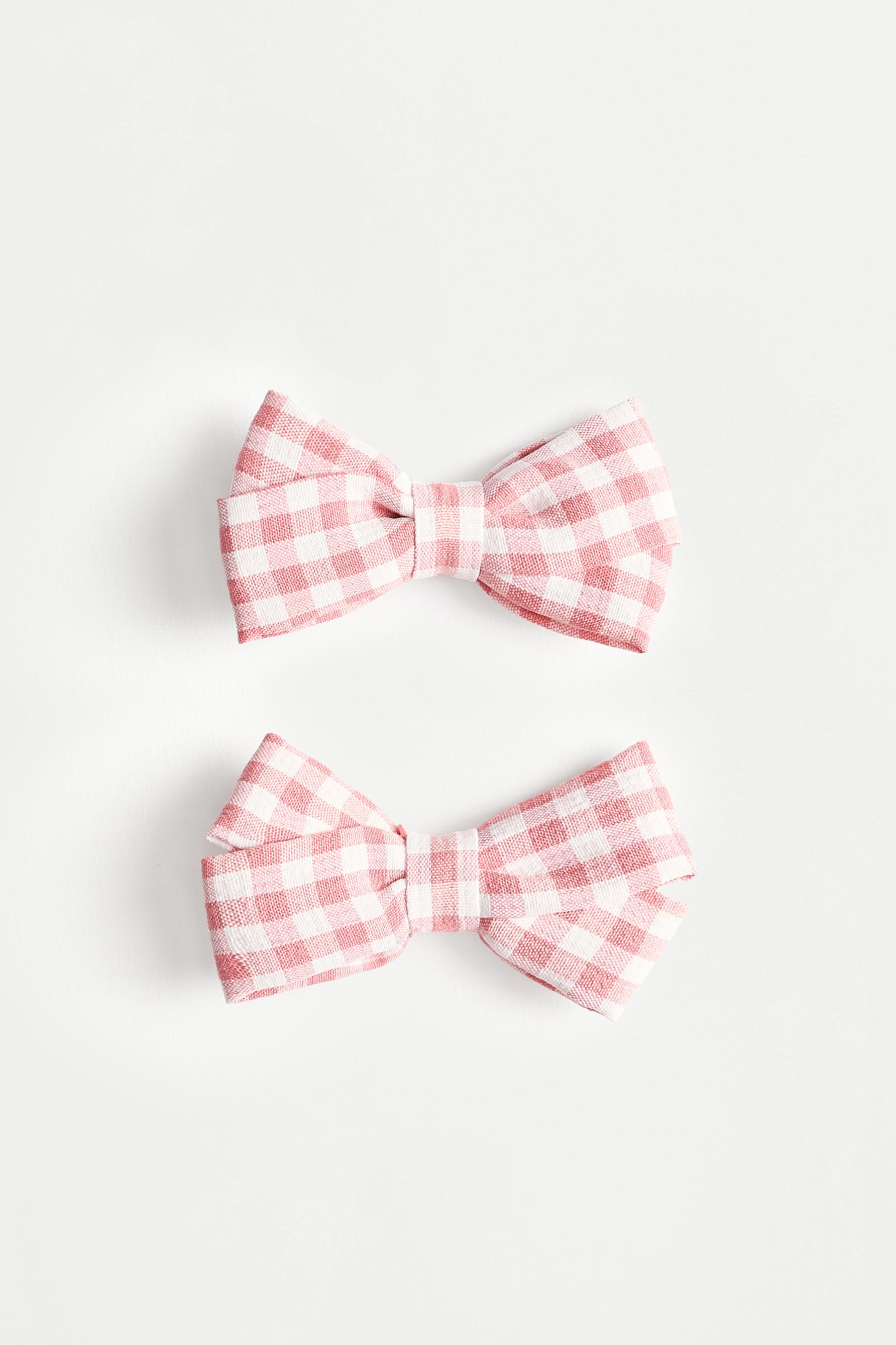 2-pack gingham hair bows — PINK