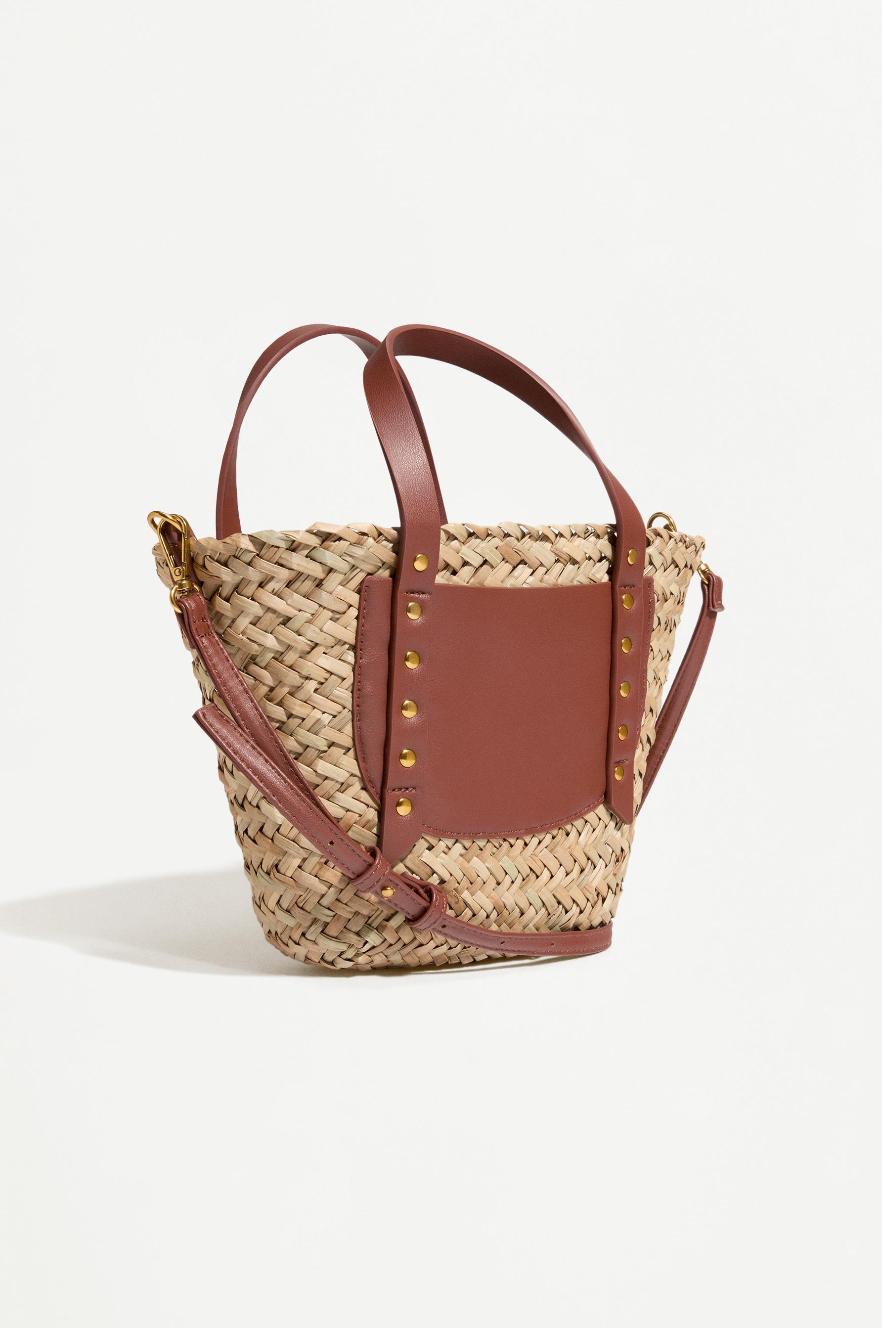 Mini jute crossbody tote — CAMEL (alternate view)