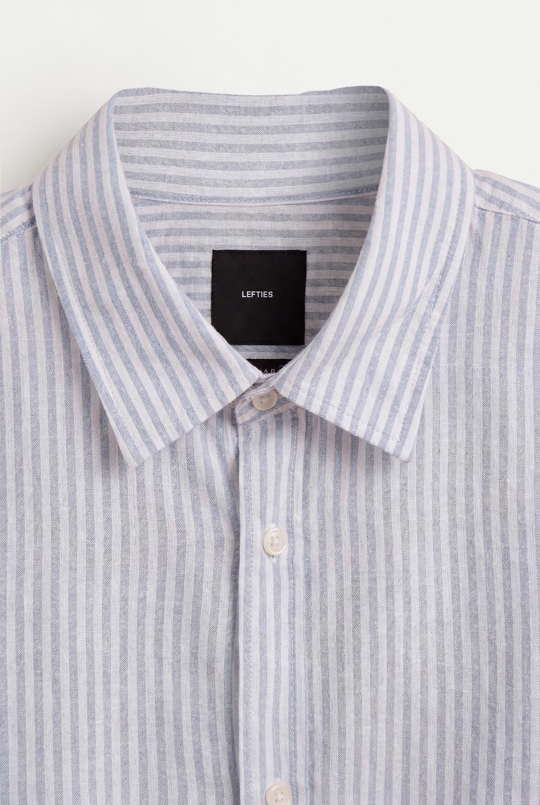 Cotton-linen striped shirt — SKY BLUE