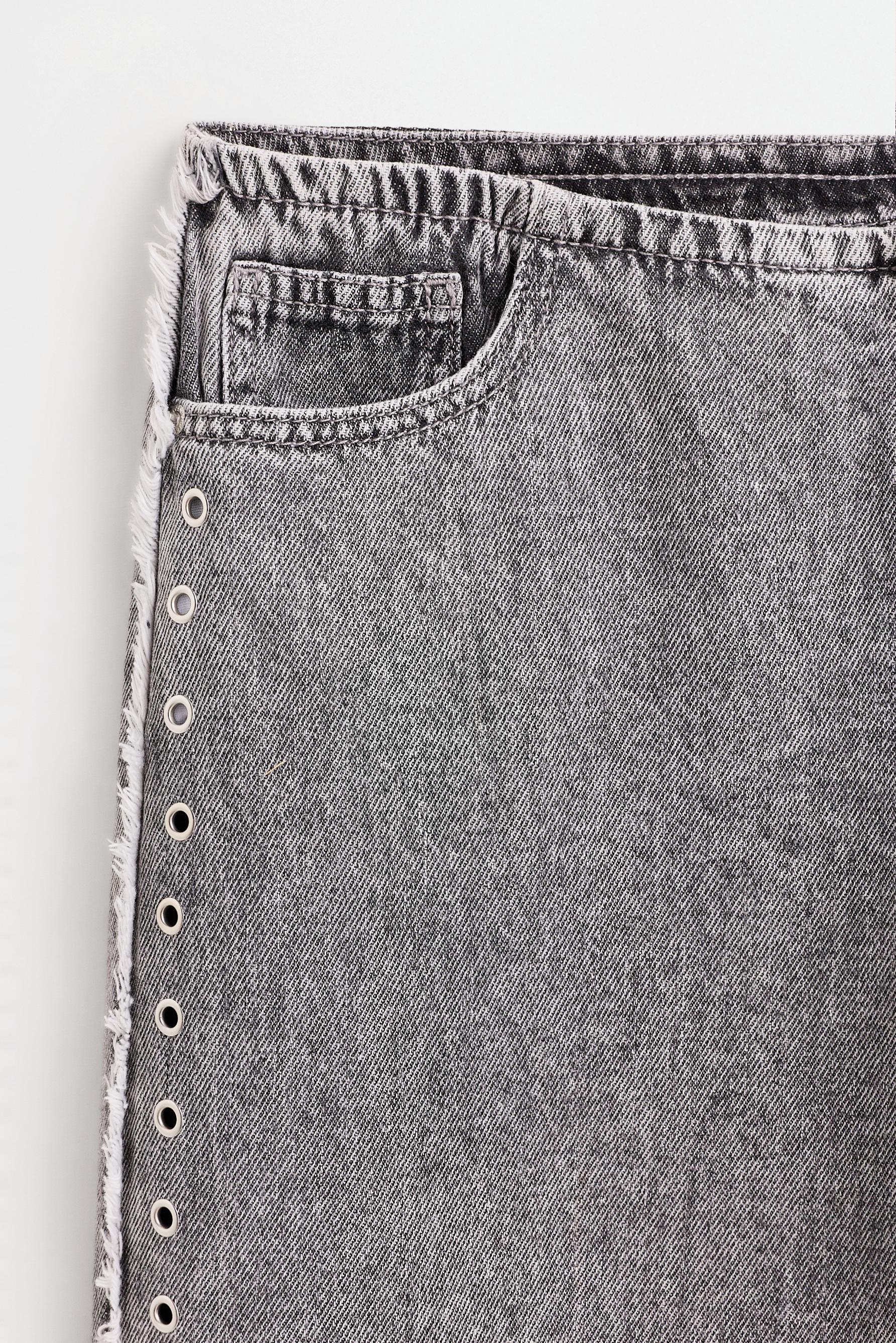 Wide-leg eyelet jeans — MEDIUM GREY