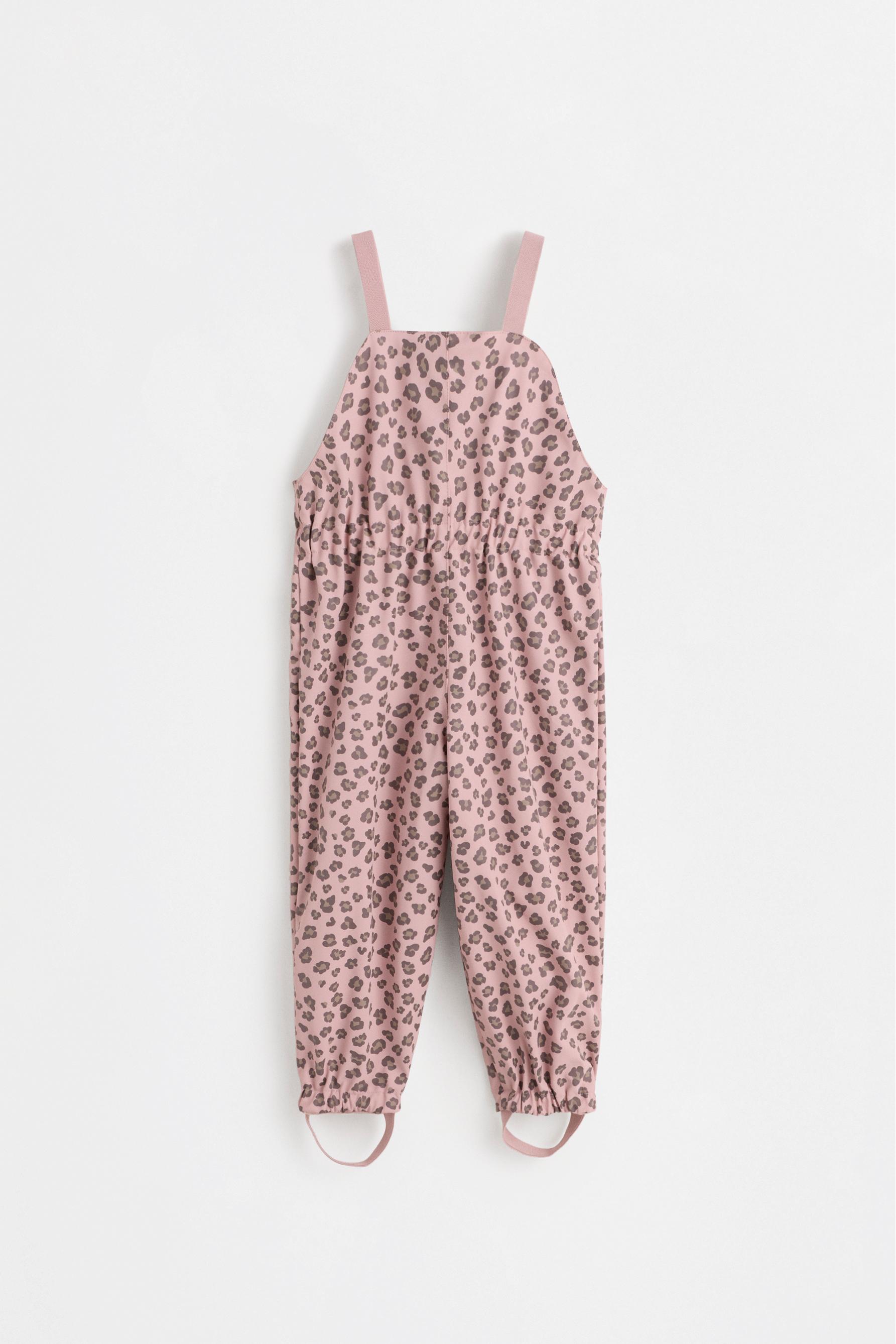 Rubberised fleece-lined dungarees — DUSTY ROSE
