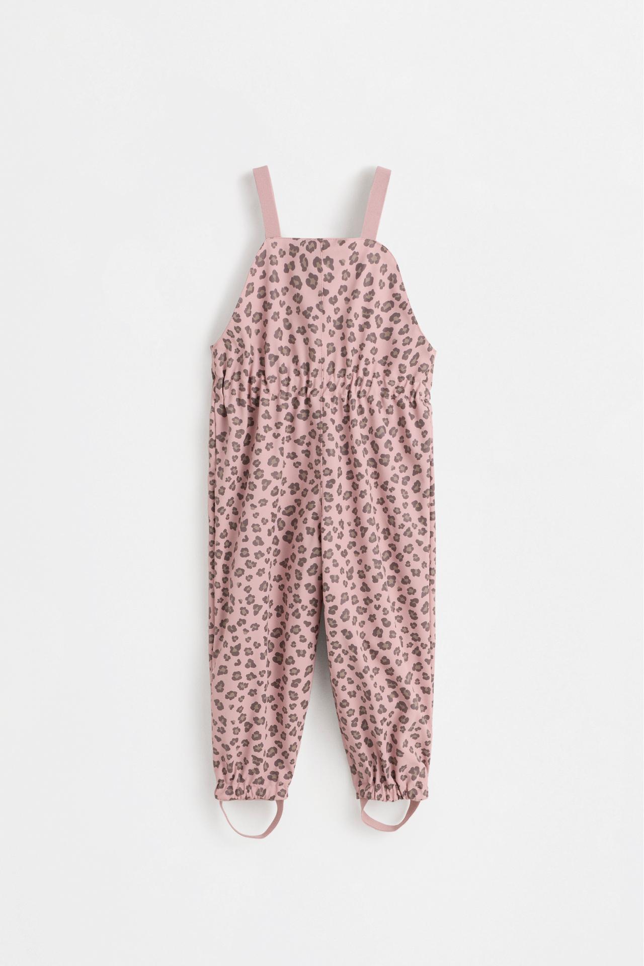 Rubberised fleece-lined dungarees — DUSTY ROSE