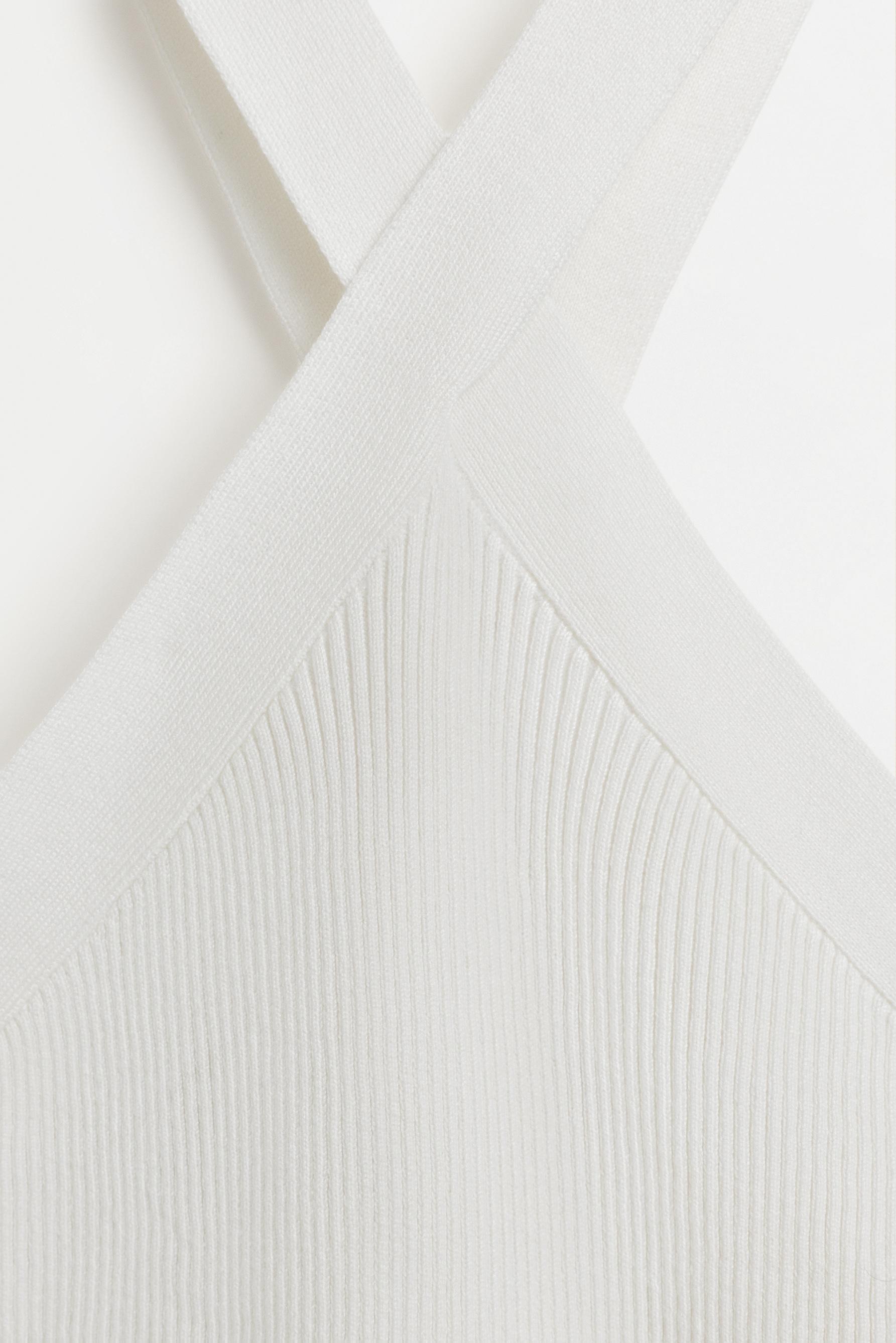 Criss-cross strap knit top — OFF WHITE