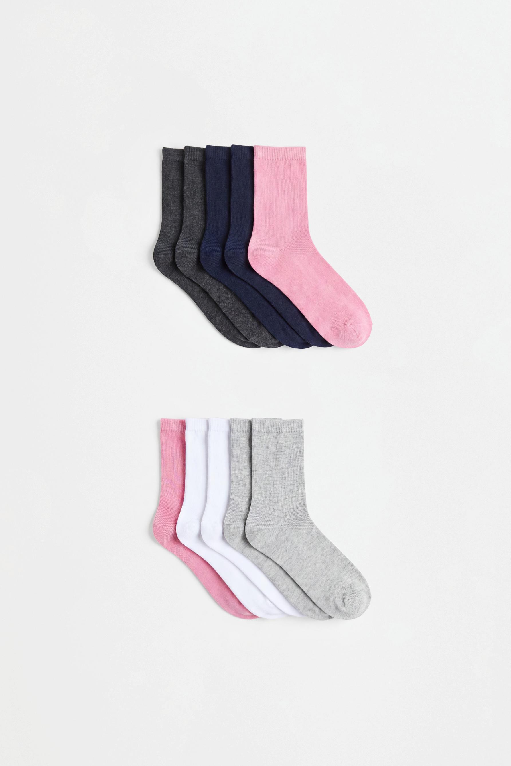 Plain long socks (10-pack) — PINK