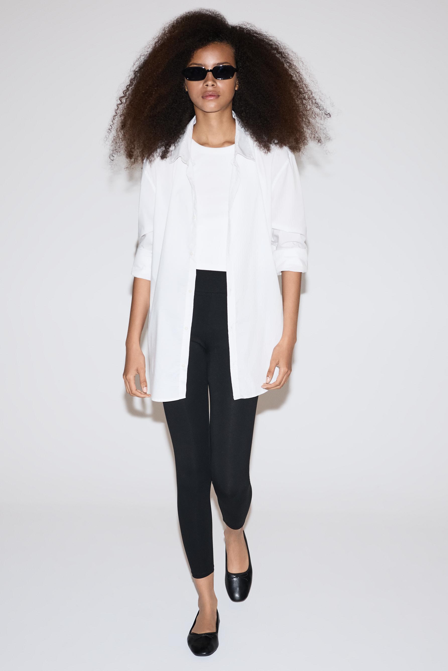 Basic ribbed waist leggings — BLACK